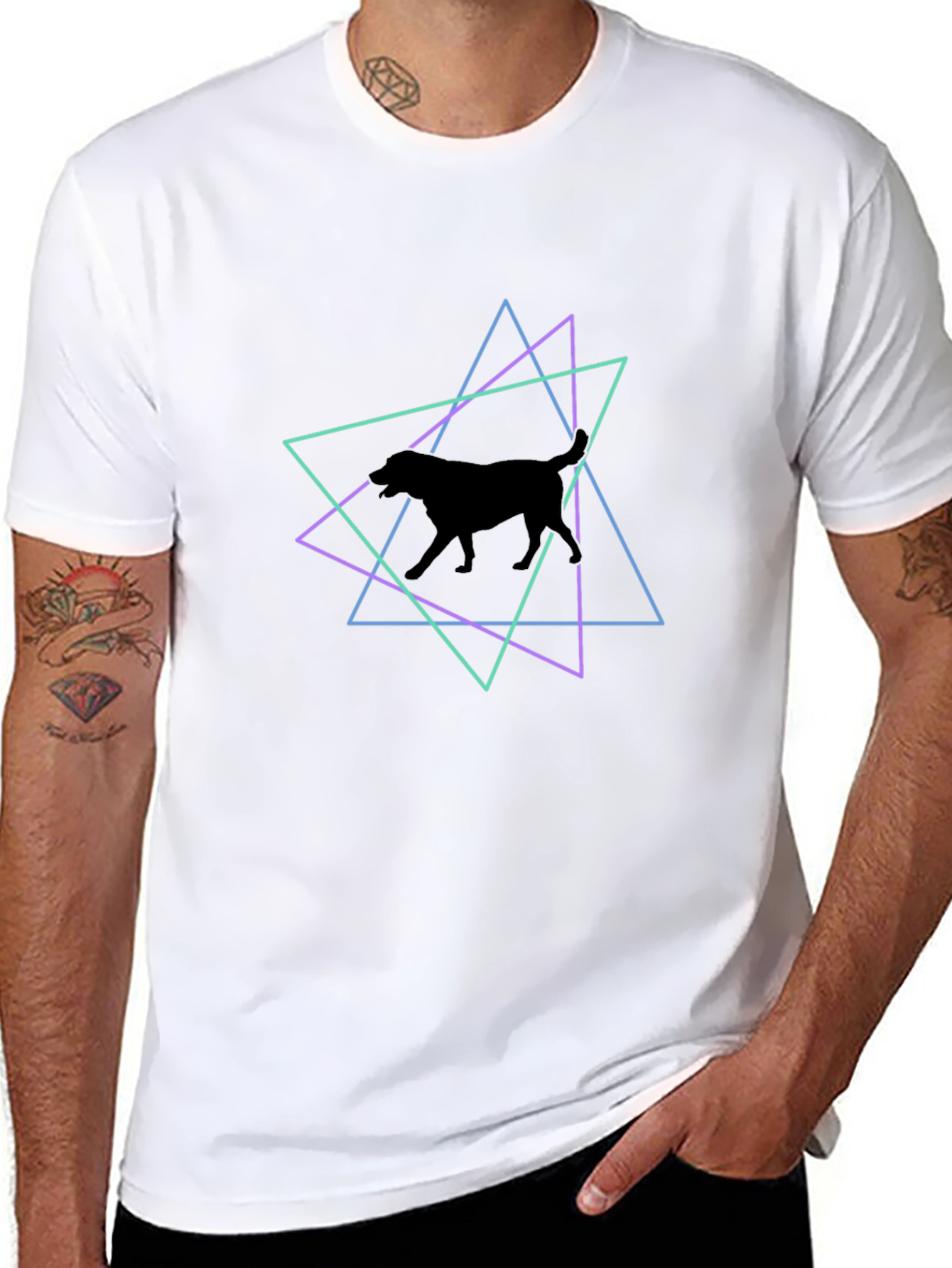 Geometric Dog Graphic T-Shirt