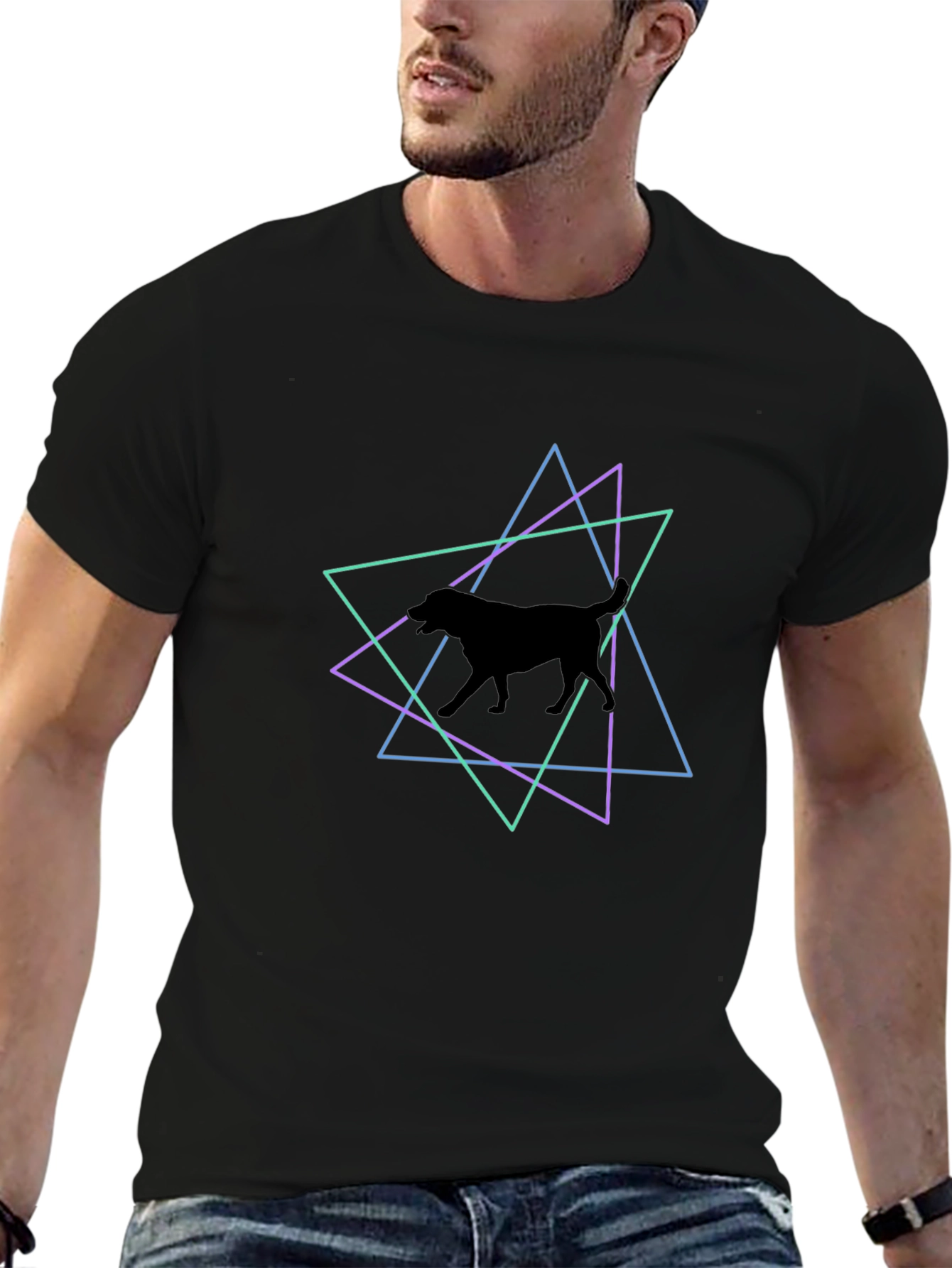 Geometric Dog Graphic T-Shirt