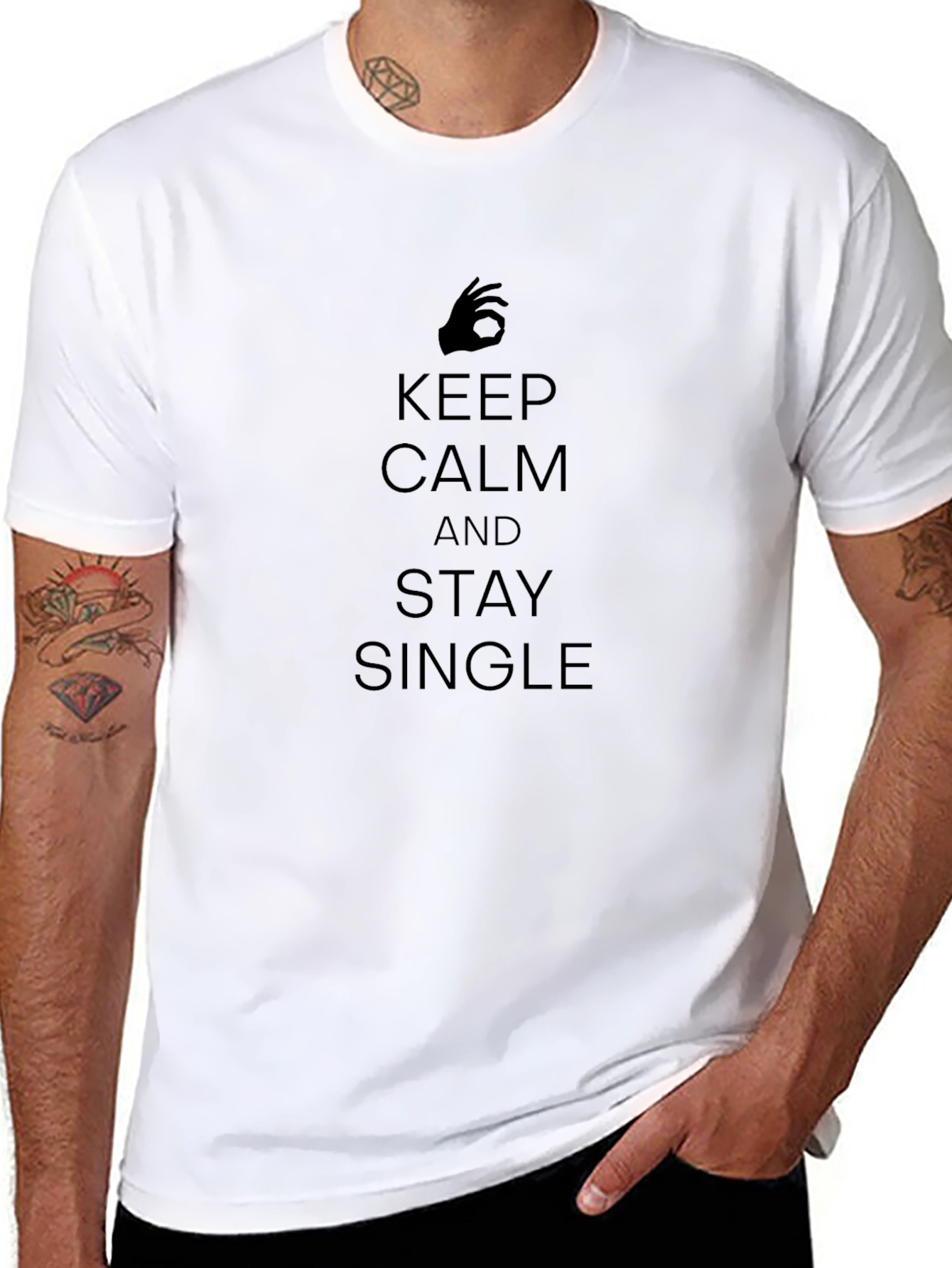 Keep Calm and Stay Single Mens Black T-Shirt