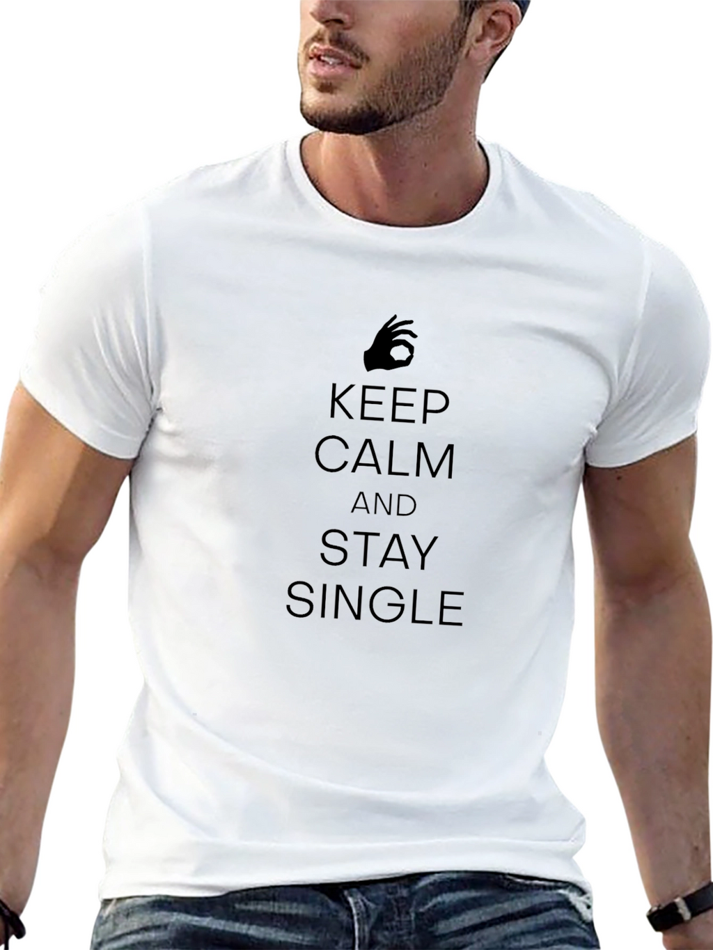 Keep Calm and Stay Single Mens Black T-Shirt