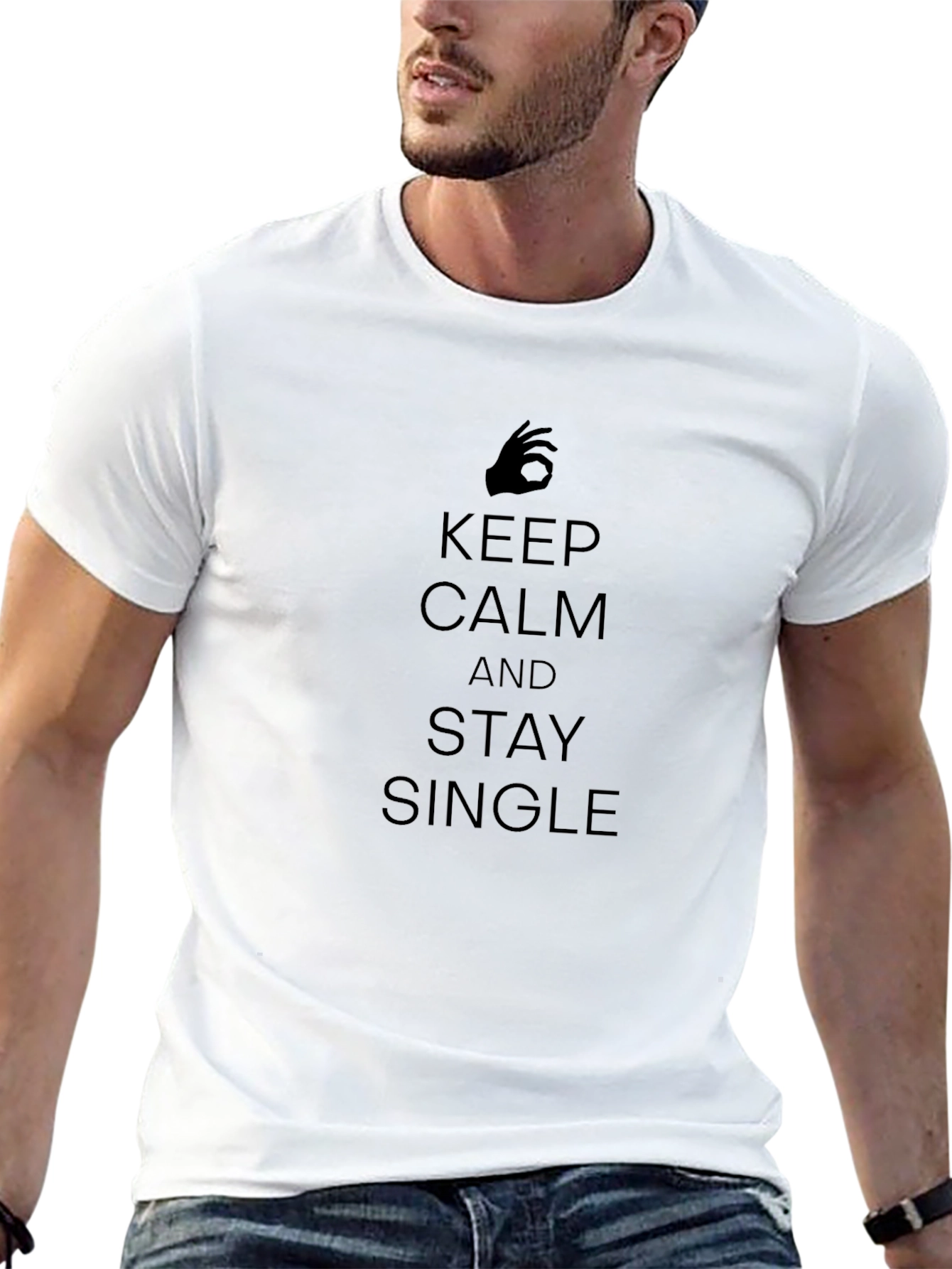 Keep Calm and Stay Single Mens Black T-Shirt