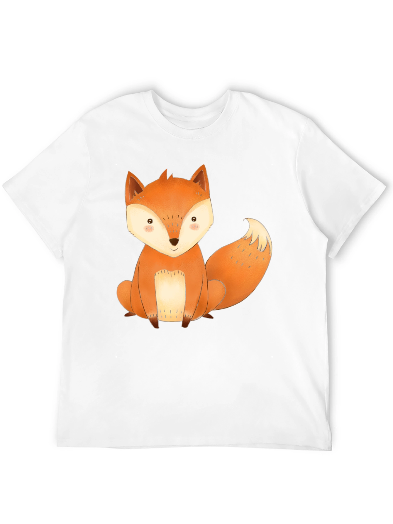 Cute Fox Graphic Tee - Black Cotton T-Shirt