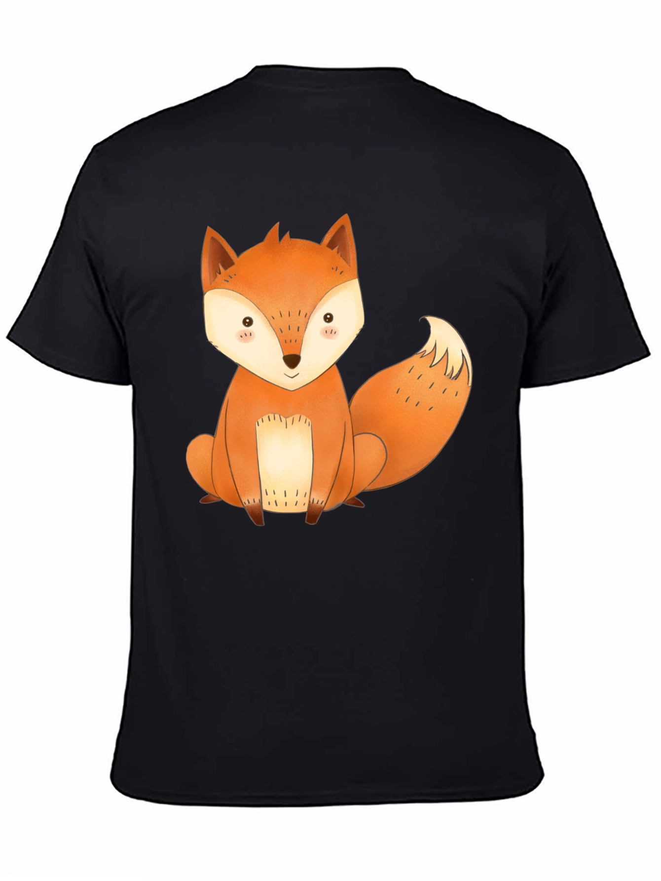 Cute Fox Graphic Tee - Black Cotton T-Shirt