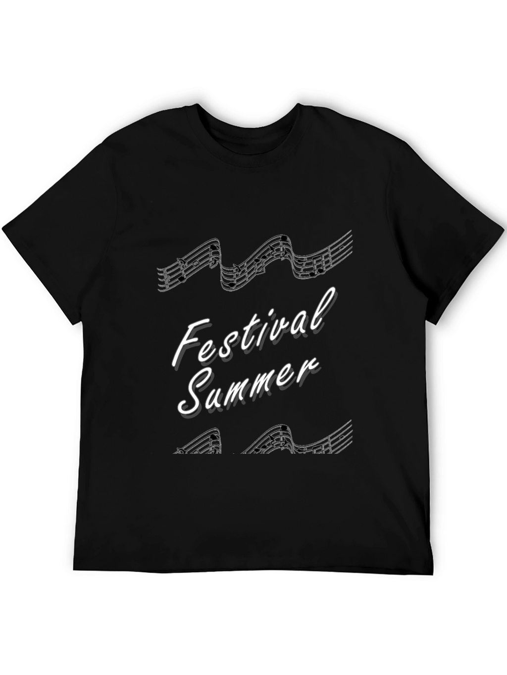 Festival Summer Music Note T-Shirt - Black