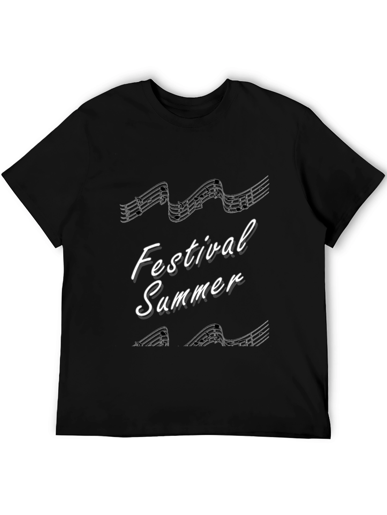 Festival Summer Music Note T-Shirt - Black