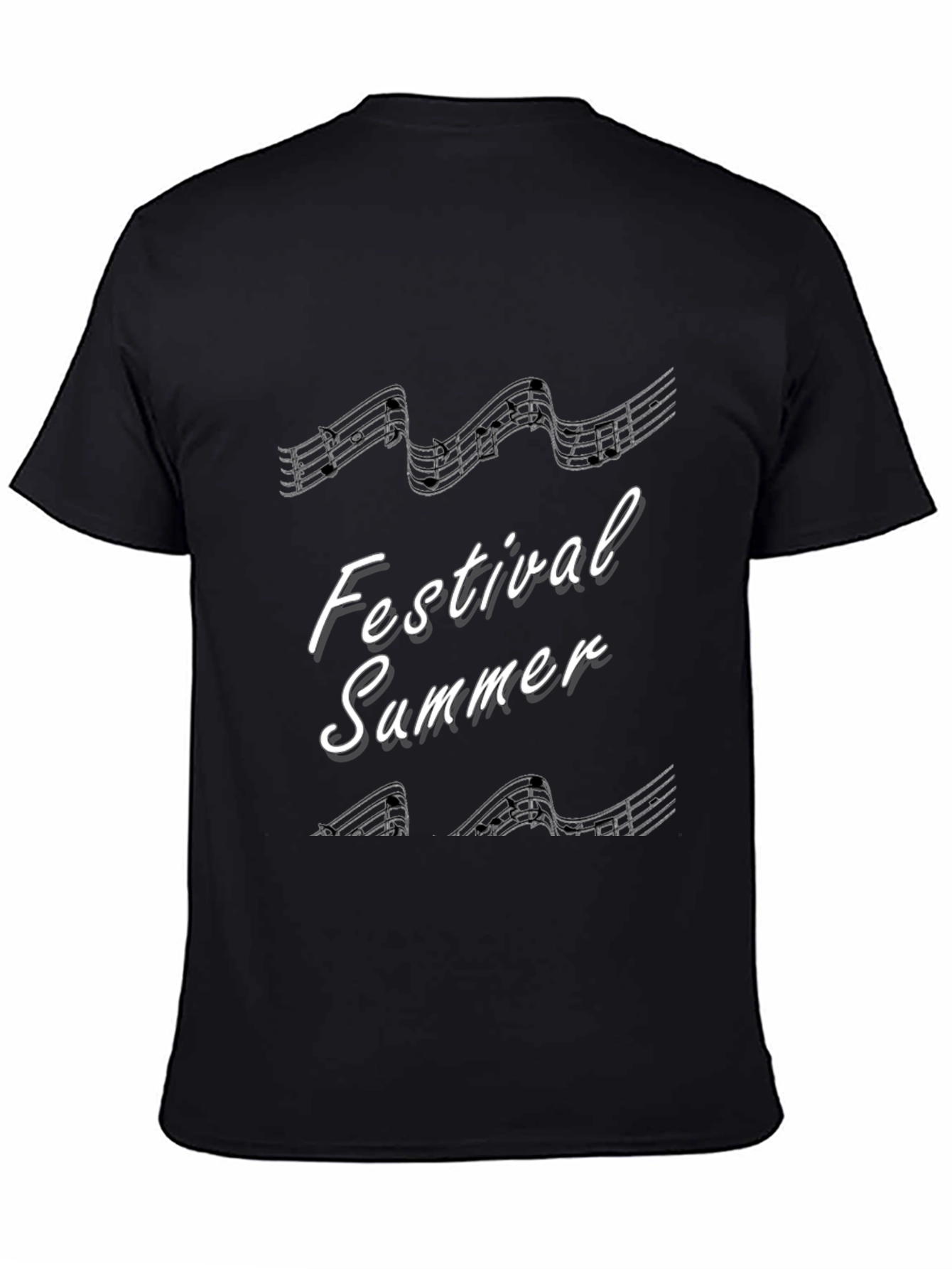 Festival Summer Music Note T-Shirt - Black