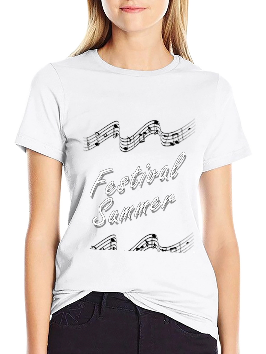 Festival Summer Music Note T-Shirt - Black