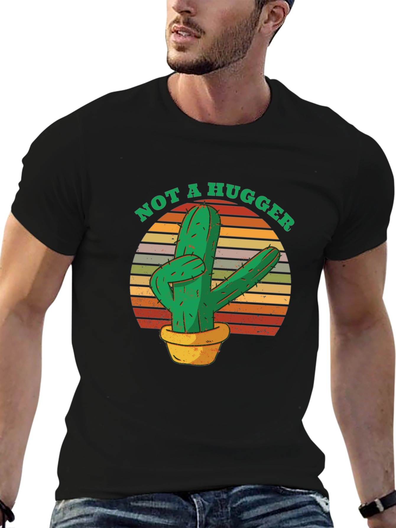 Not A Hugger Cactus T-Shirt - Funny Novelty Tee