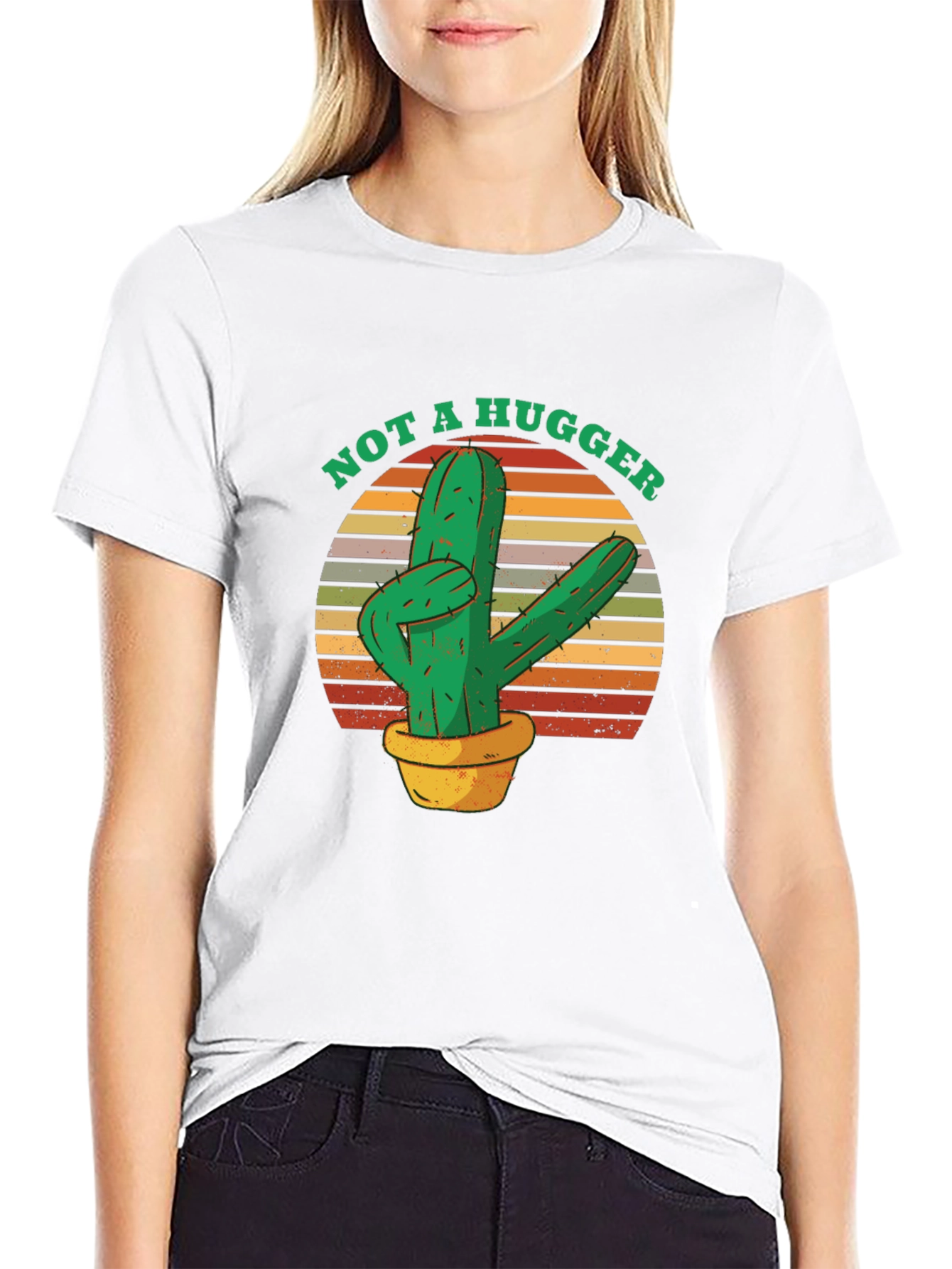 Not A Hugger Cactus T-Shirt - Funny Novelty Tee