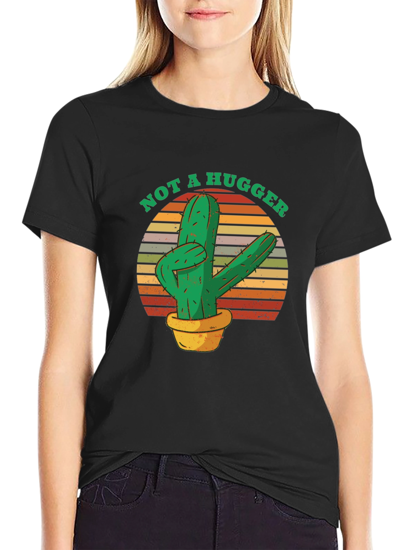 Not A Hugger Cactus T-Shirt - Funny Novelty Tee