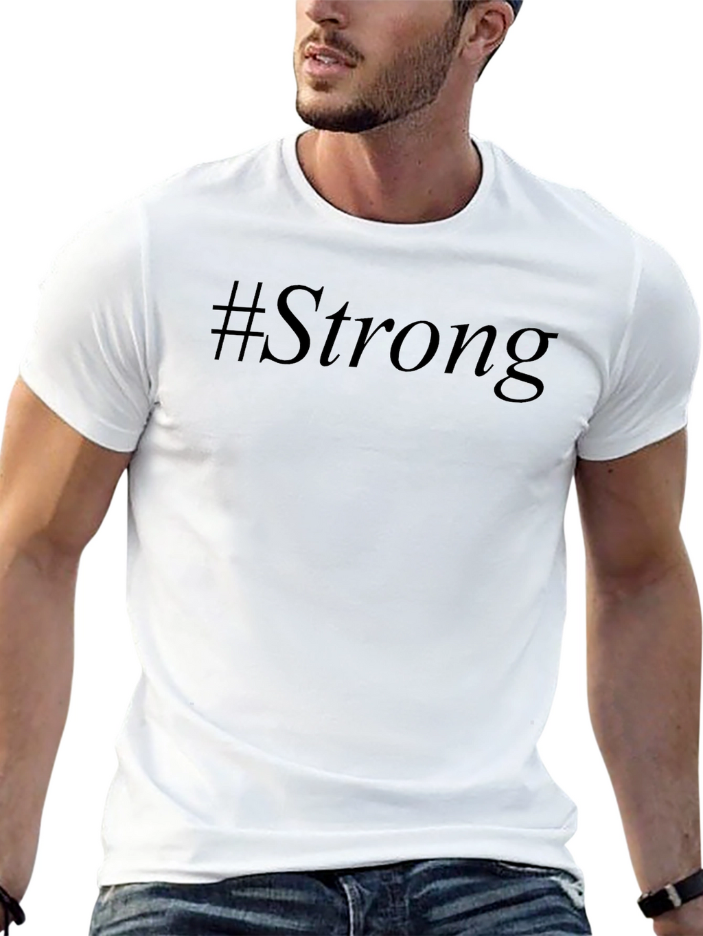 #Strong Black Graphic T-Shirt