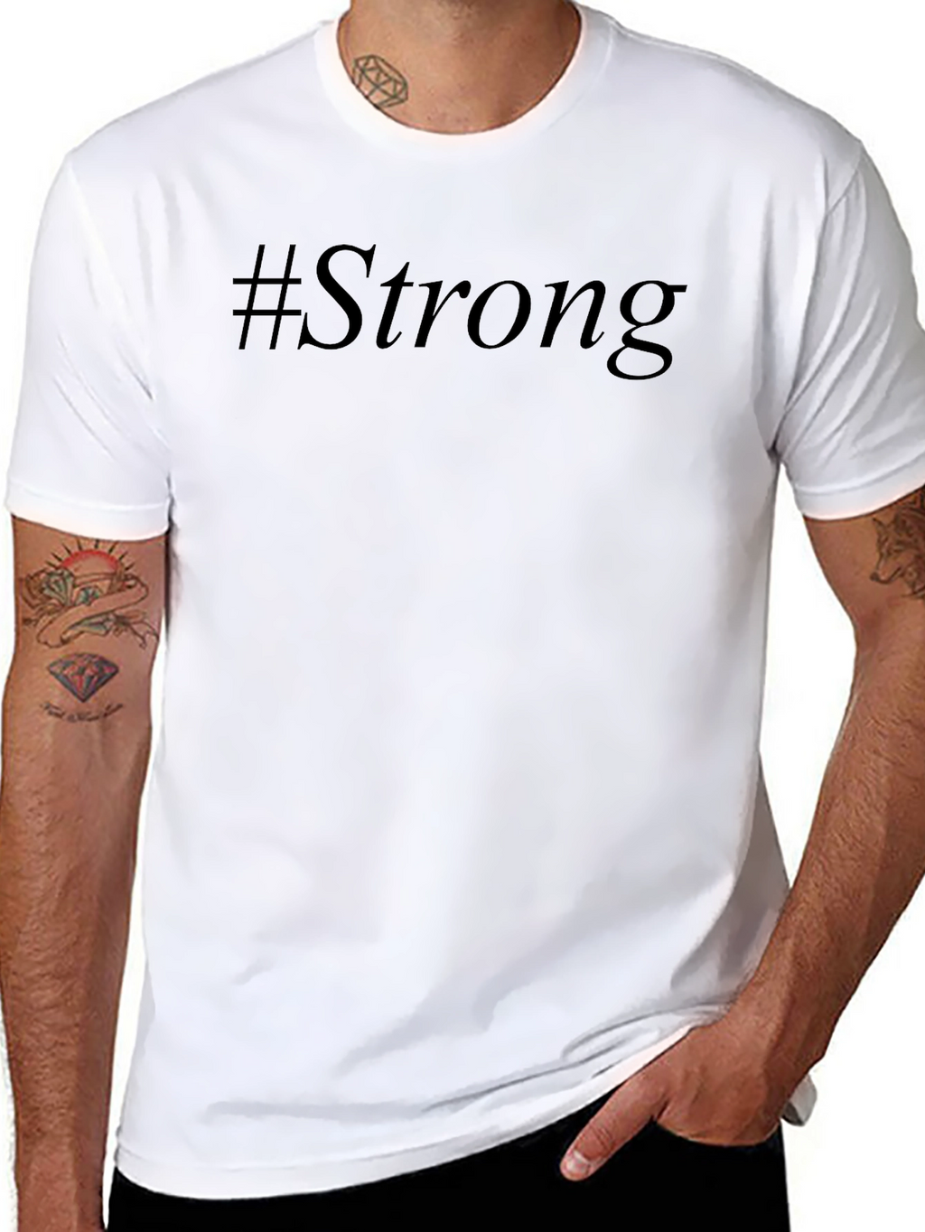 #Strong Black Graphic T-Shirt