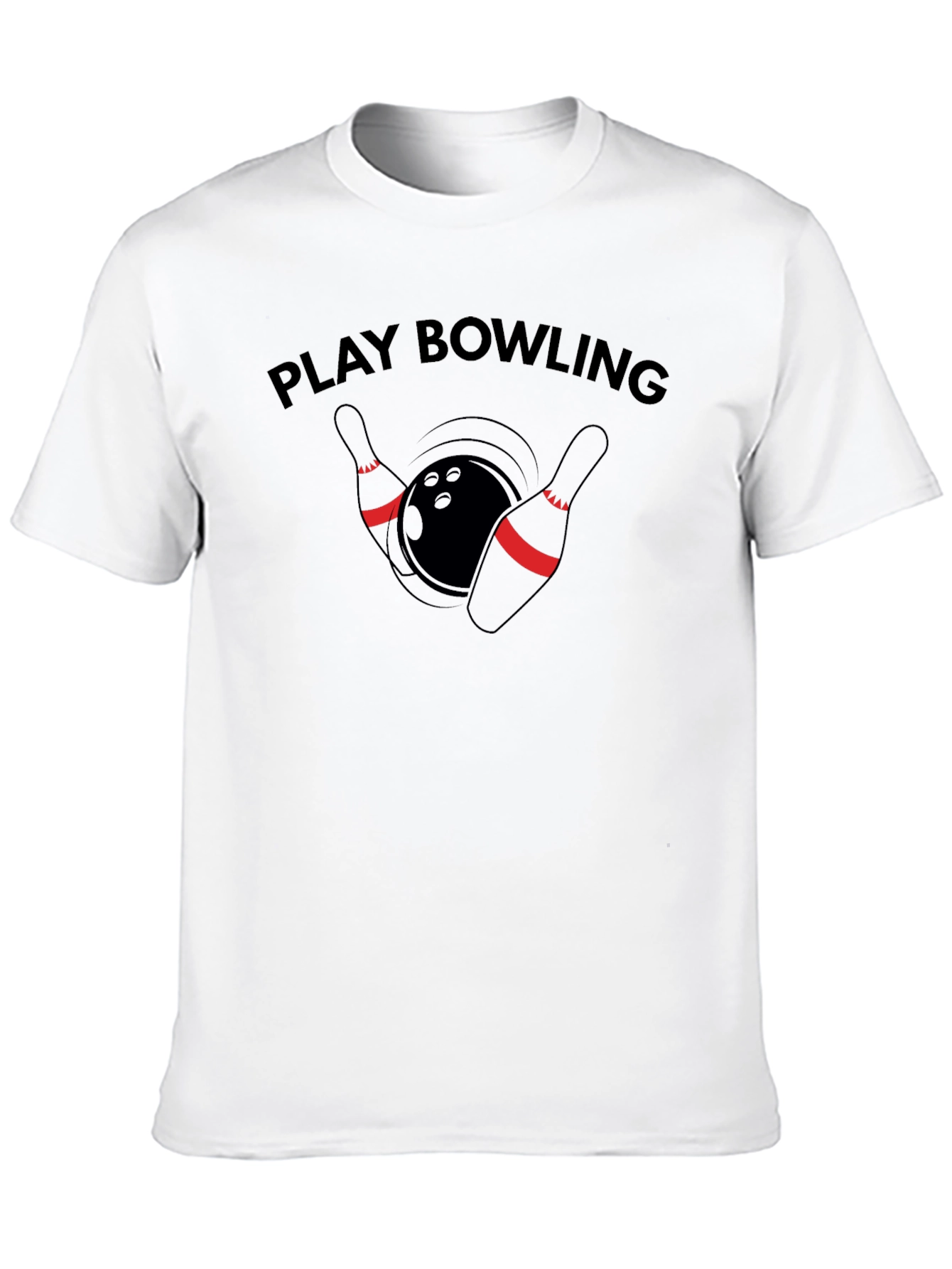 Play Bowling Graphic Tee - Casual Black T-Shirt