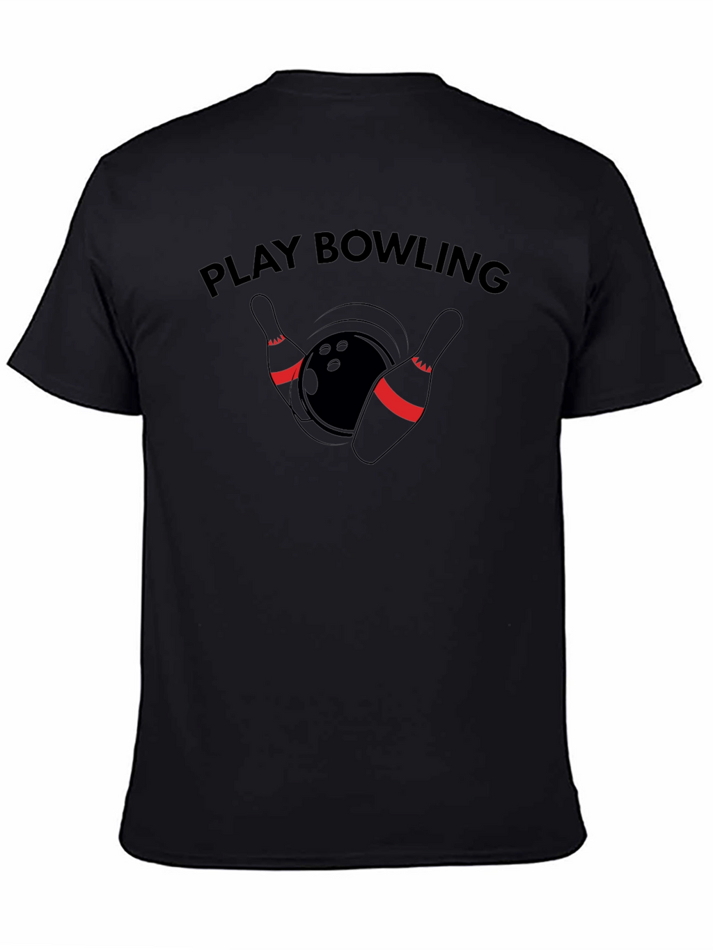 Play Bowling Graphic Tee - Casual Black T-Shirt