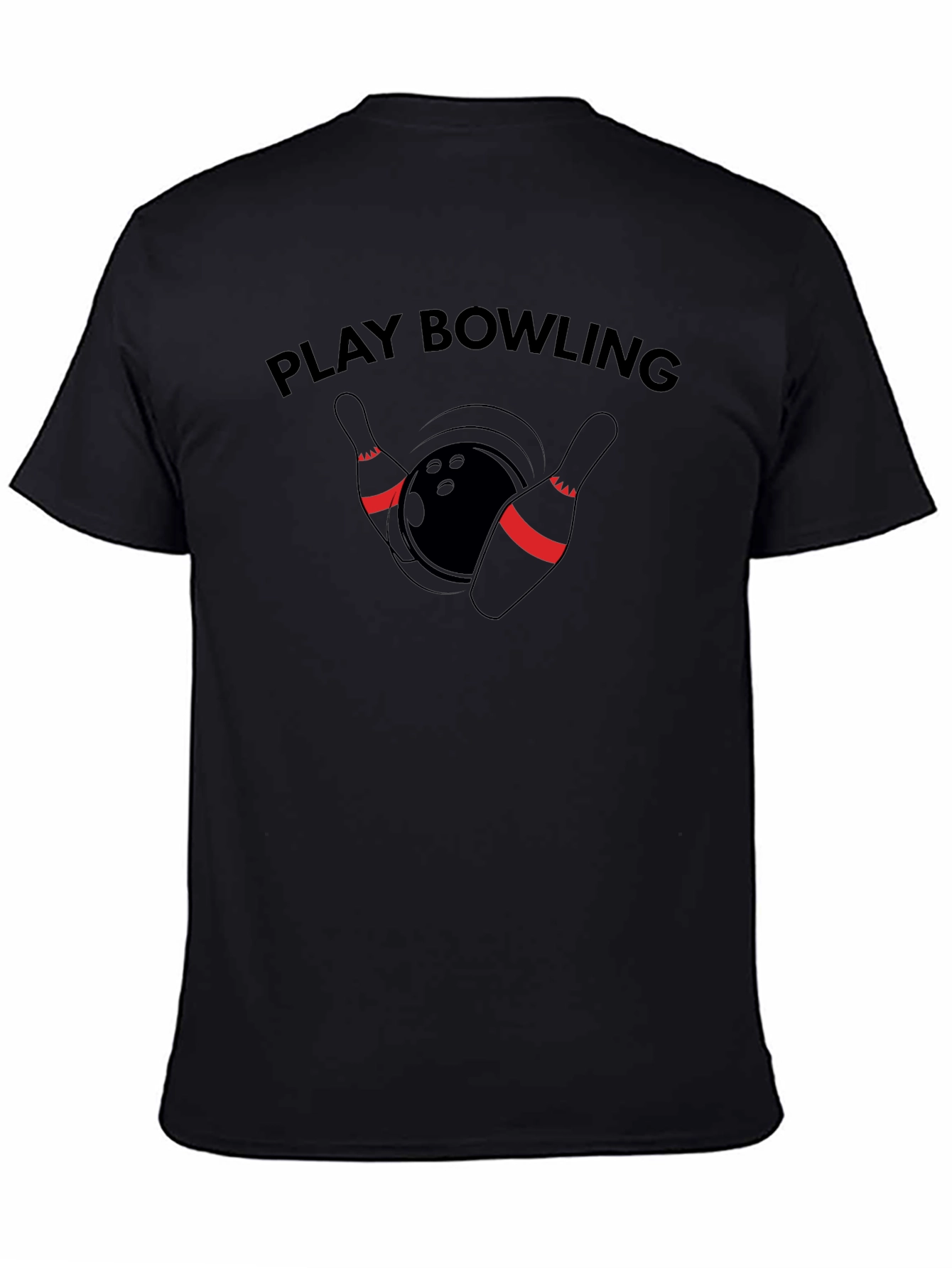 Play Bowling Graphic Tee - Casual Black T-Shirt