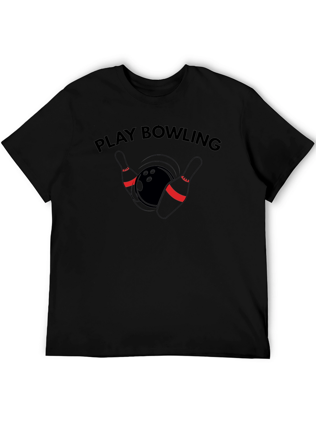 Play Bowling Graphic Tee - Casual Black T-Shirt