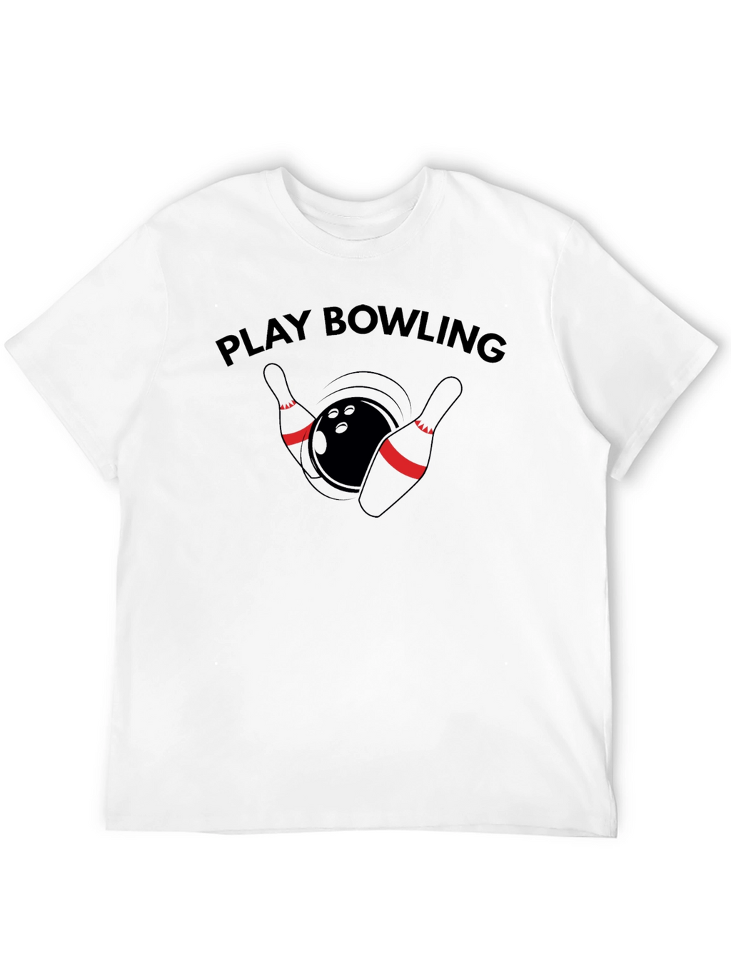 Play Bowling Graphic Tee - Casual Black T-Shirt