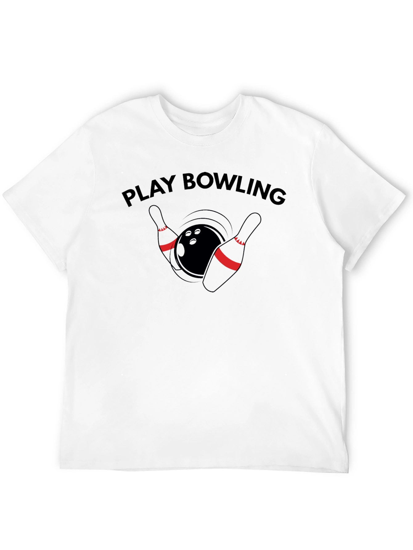 Play Bowling Graphic Tee - Casual Black T-Shirt