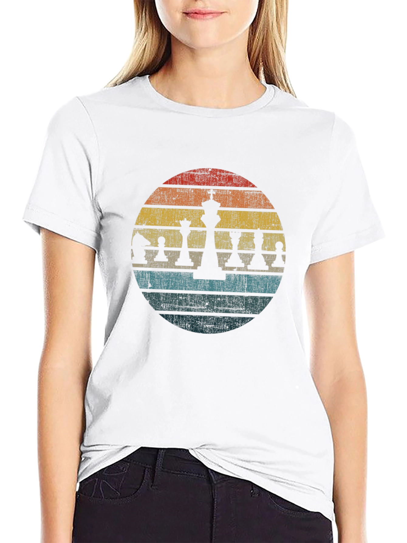 Retro Chess Piece T-Shirt - Sunset Design