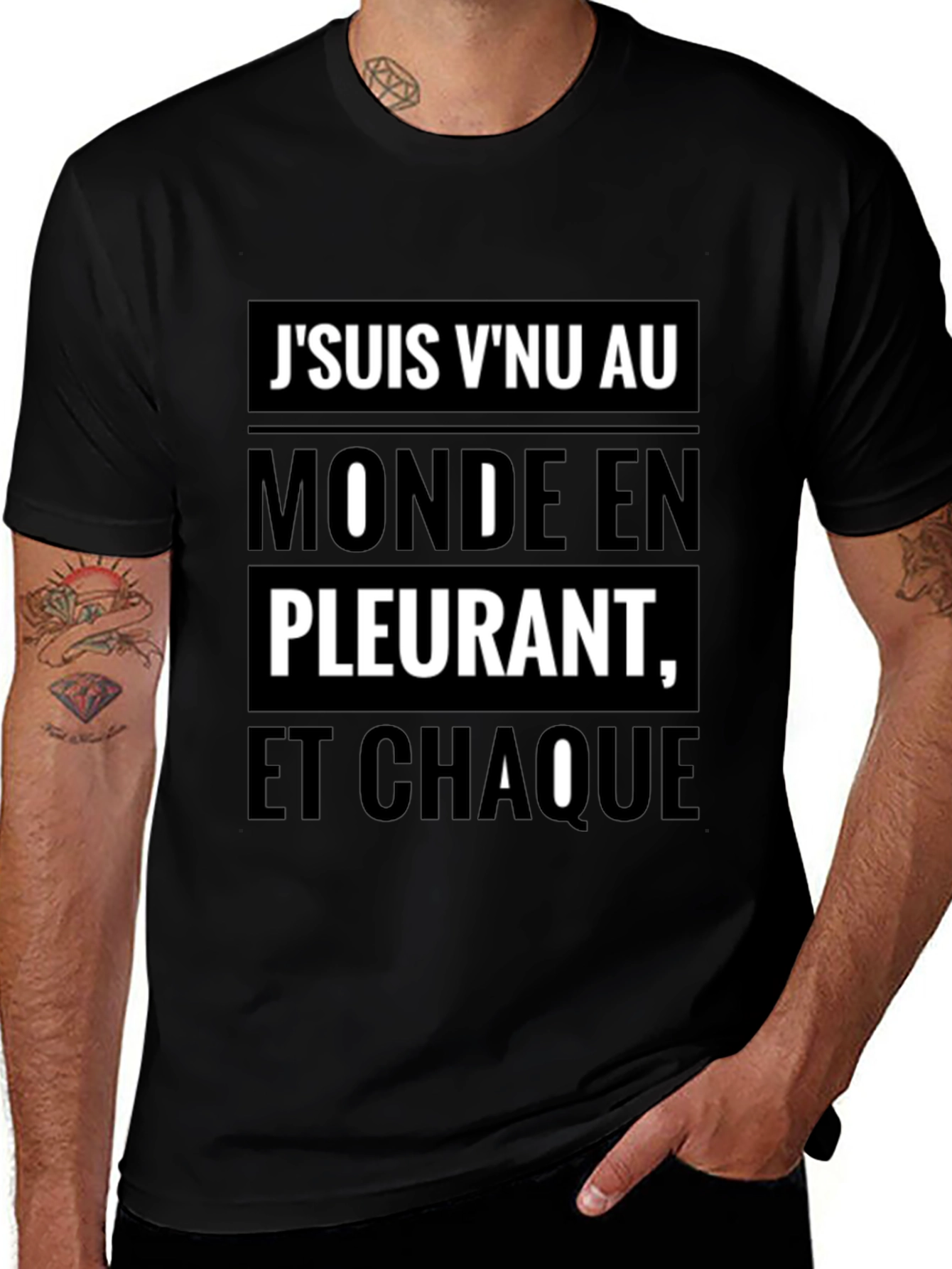 French Slogan T-Shirt - Jsuis Vnu Au Monde