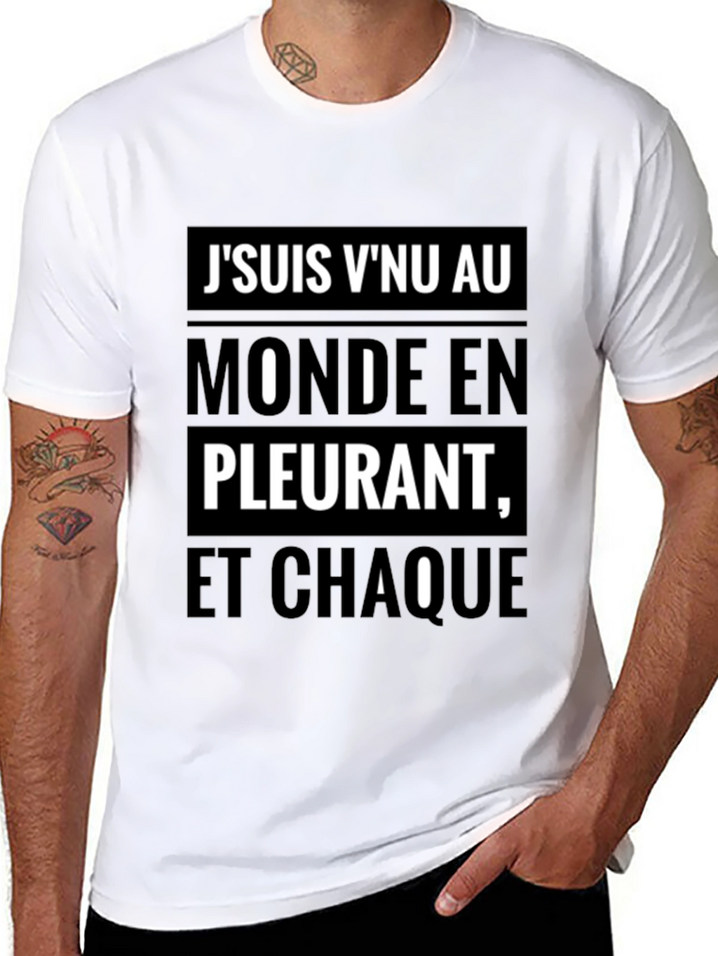 French Slogan T-Shirt - Jsuis Vnu Au Monde