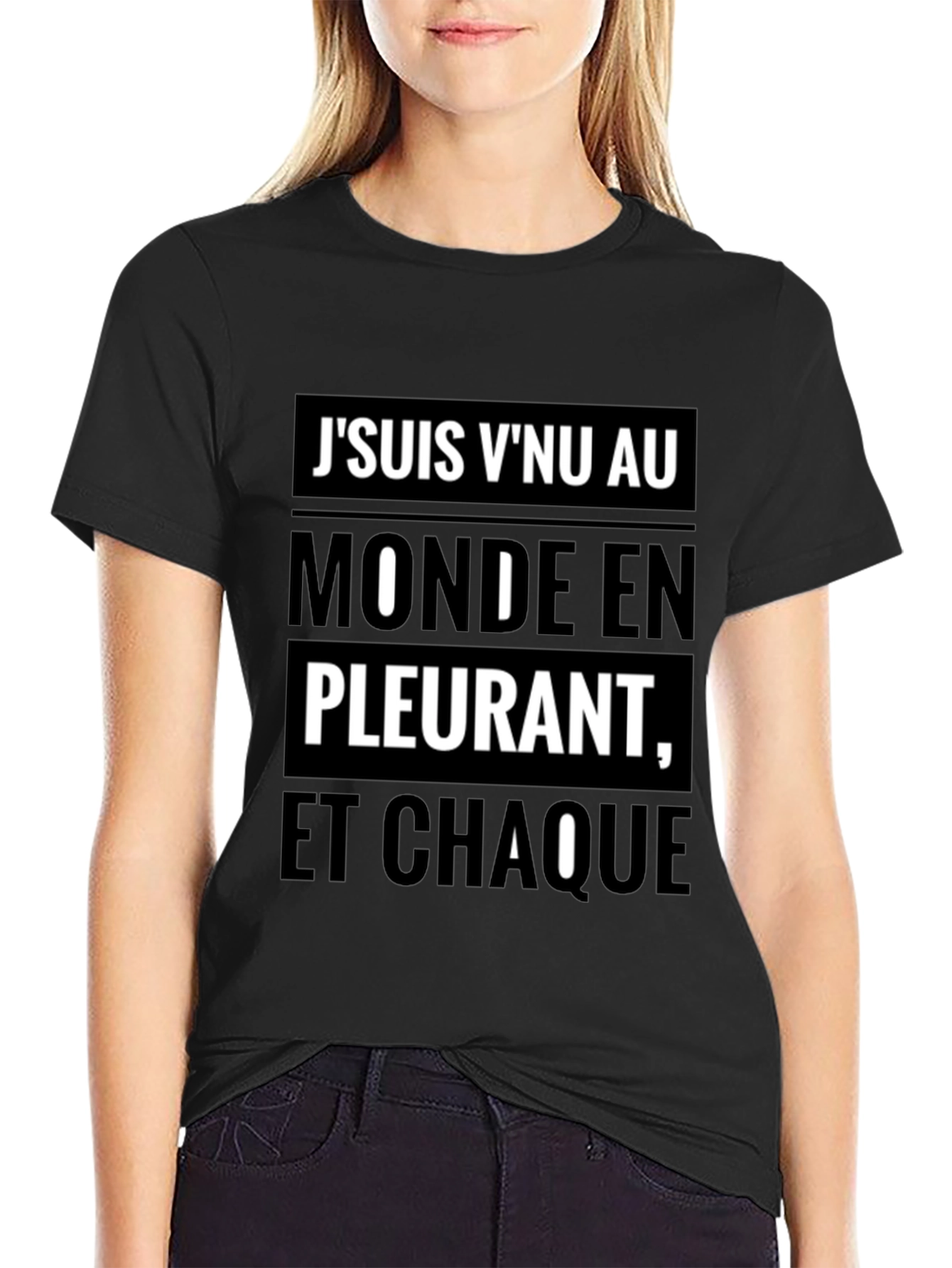 French Slogan T-Shirt - Jsuis Vnu Au Monde