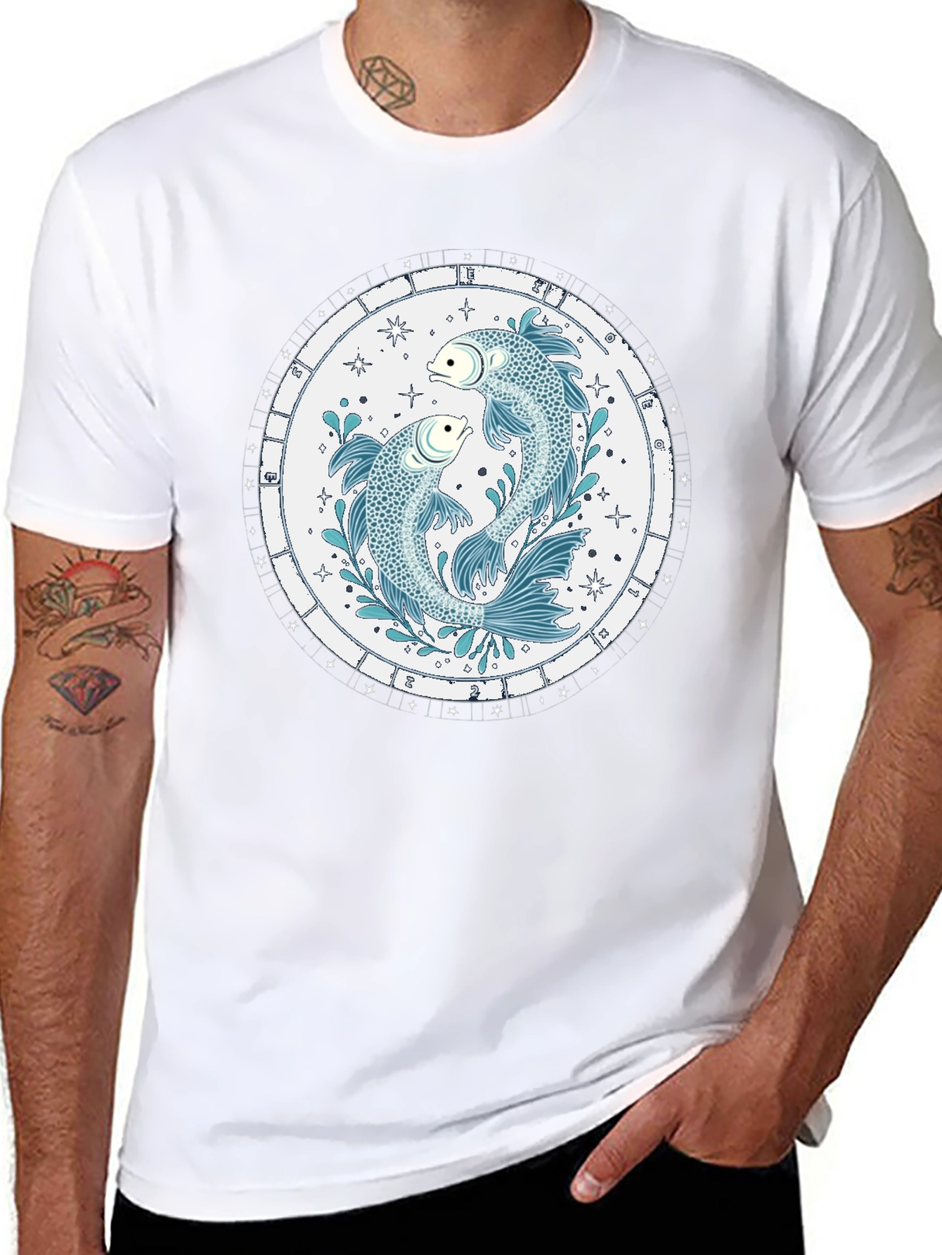 Pisces Zodiac Sign Black T-Shirt