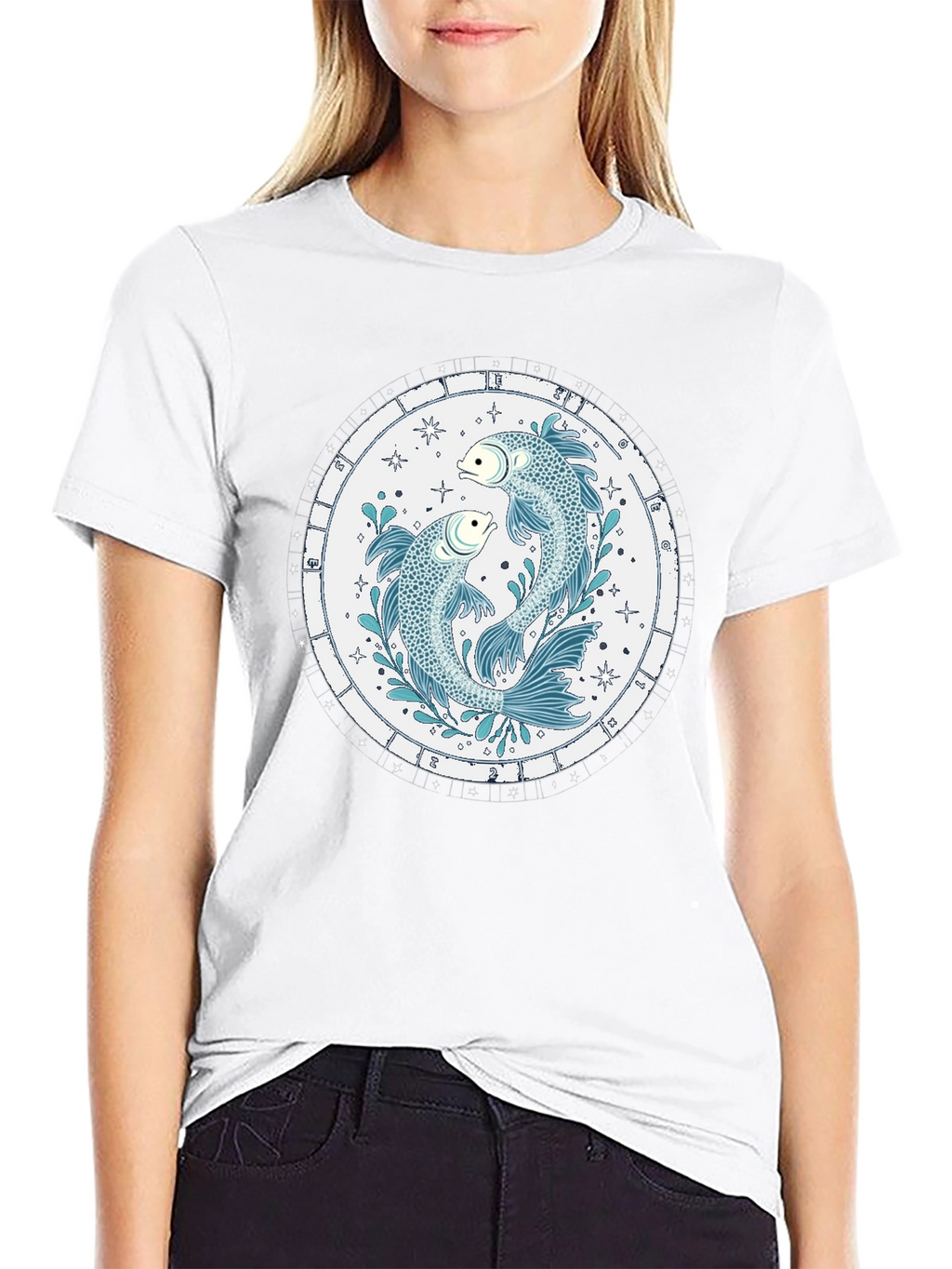Pisces Zodiac Sign Black T-Shirt