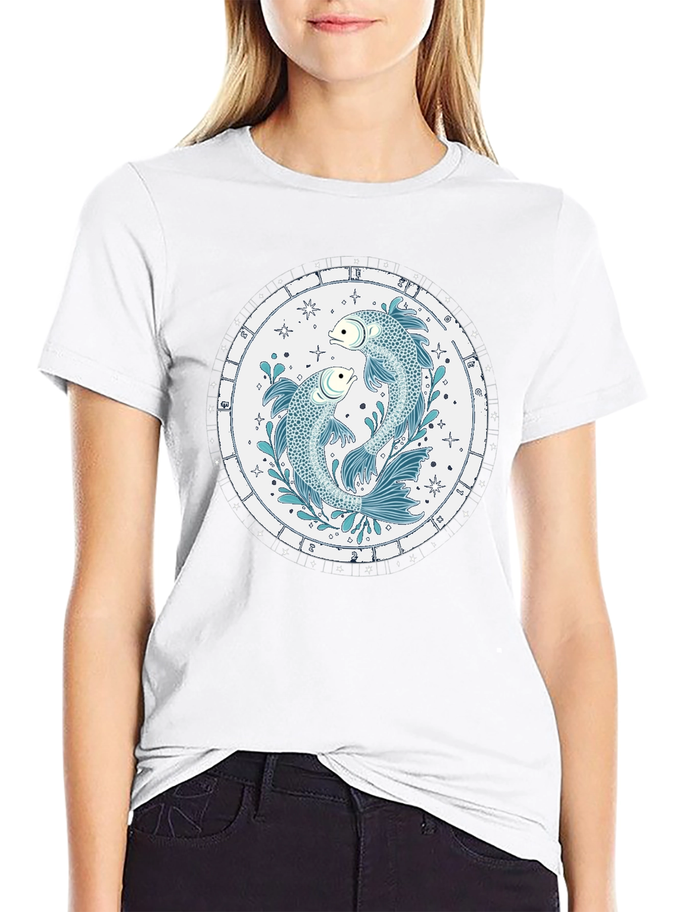 Pisces Zodiac Sign Black T-Shirt