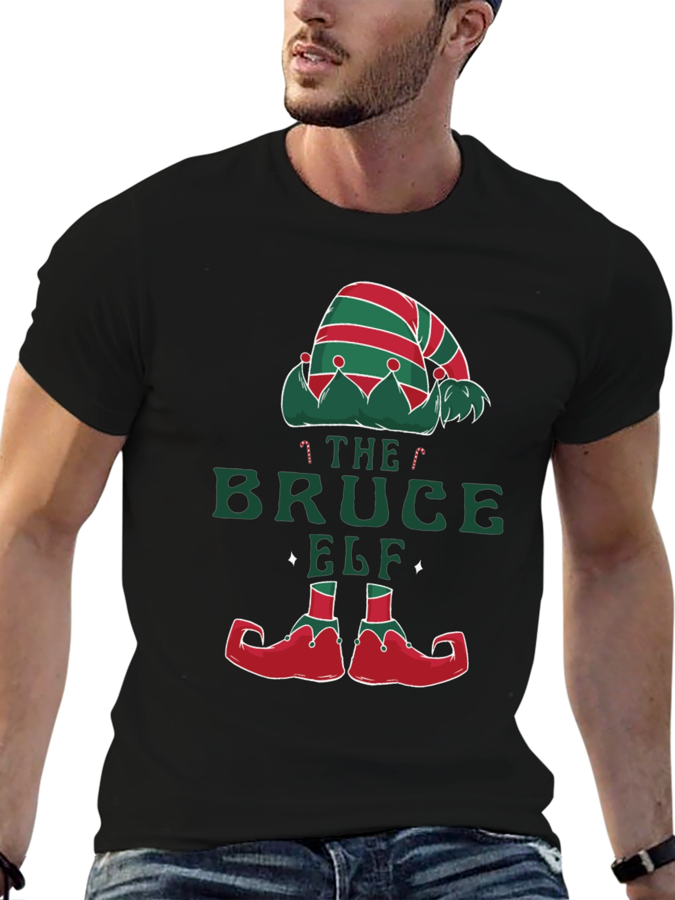 Bruce Elf Christmas T-Shirt - Holiday Festive Fun
