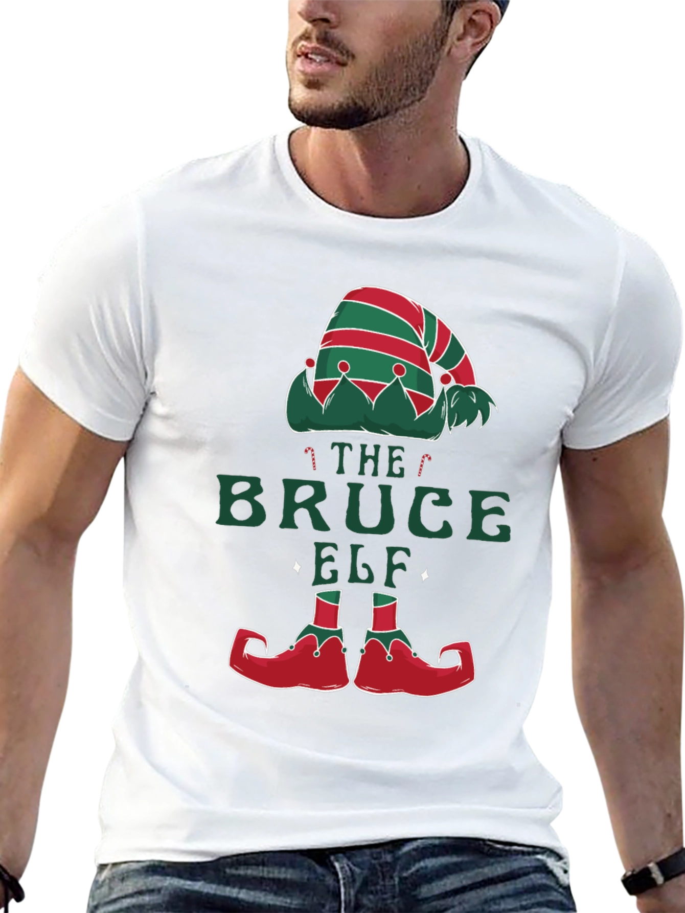 Bruce Elf Christmas T-Shirt - Holiday Festive Fun