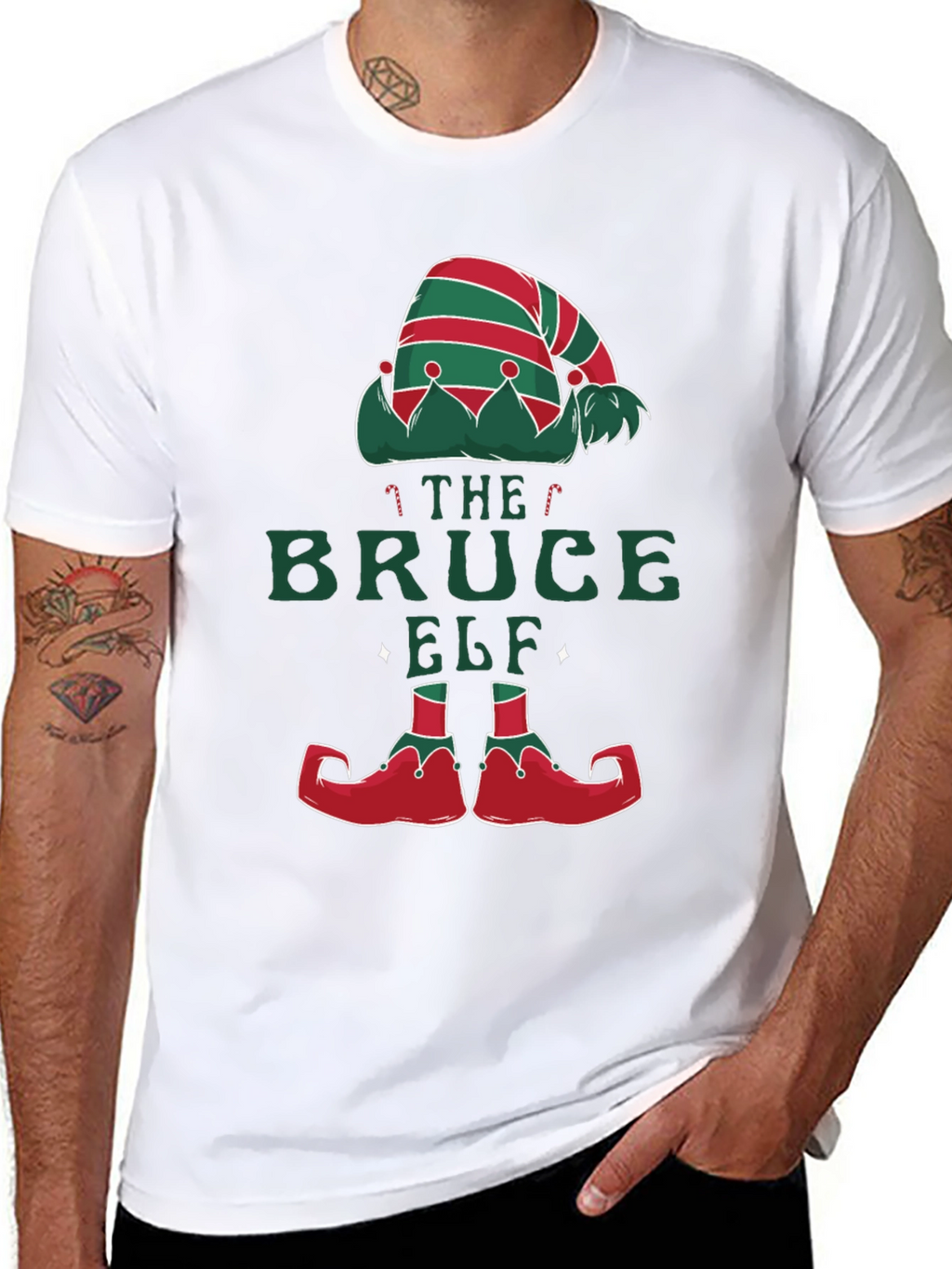 Bruce Elf Christmas T-Shirt - Holiday Festive Fun