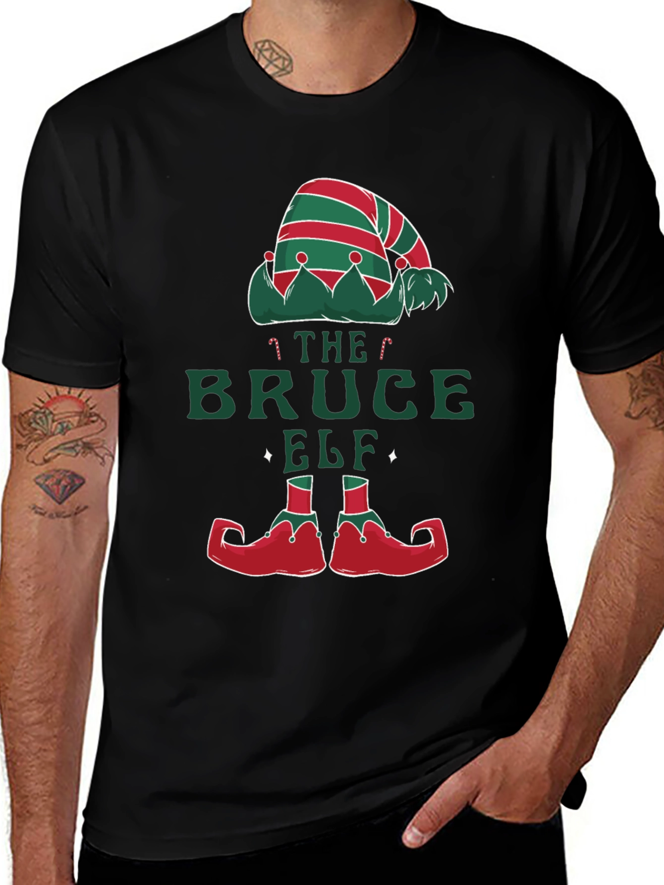 Bruce Elf Christmas T-Shirt - Holiday Festive Fun