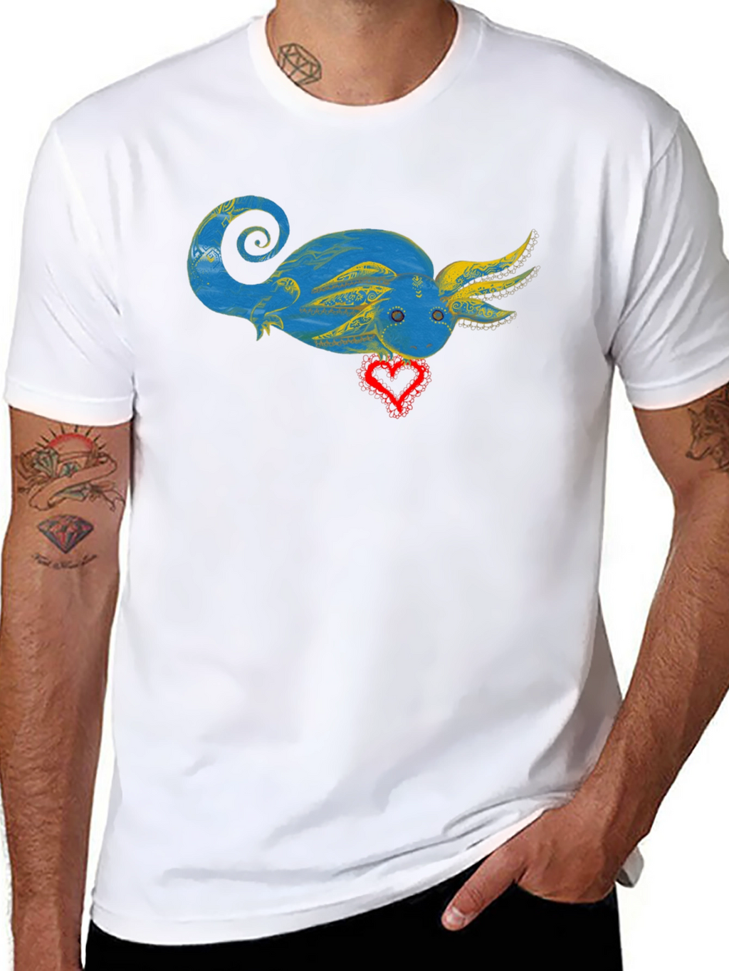 Axolotl Heart Graphic T-Shirt - Unique Design