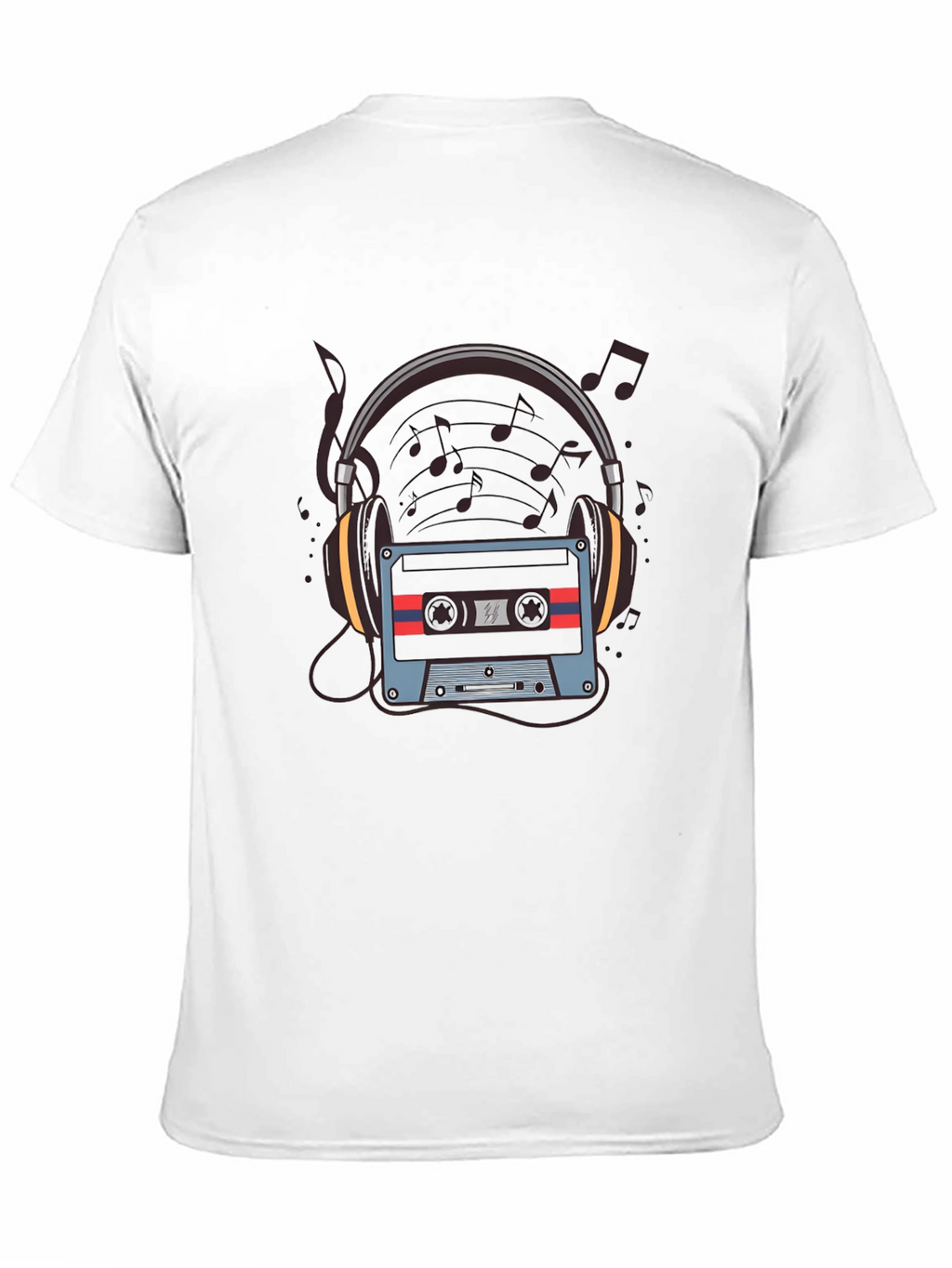 Retro Music T-Shirt - Headphones & Cassette Design