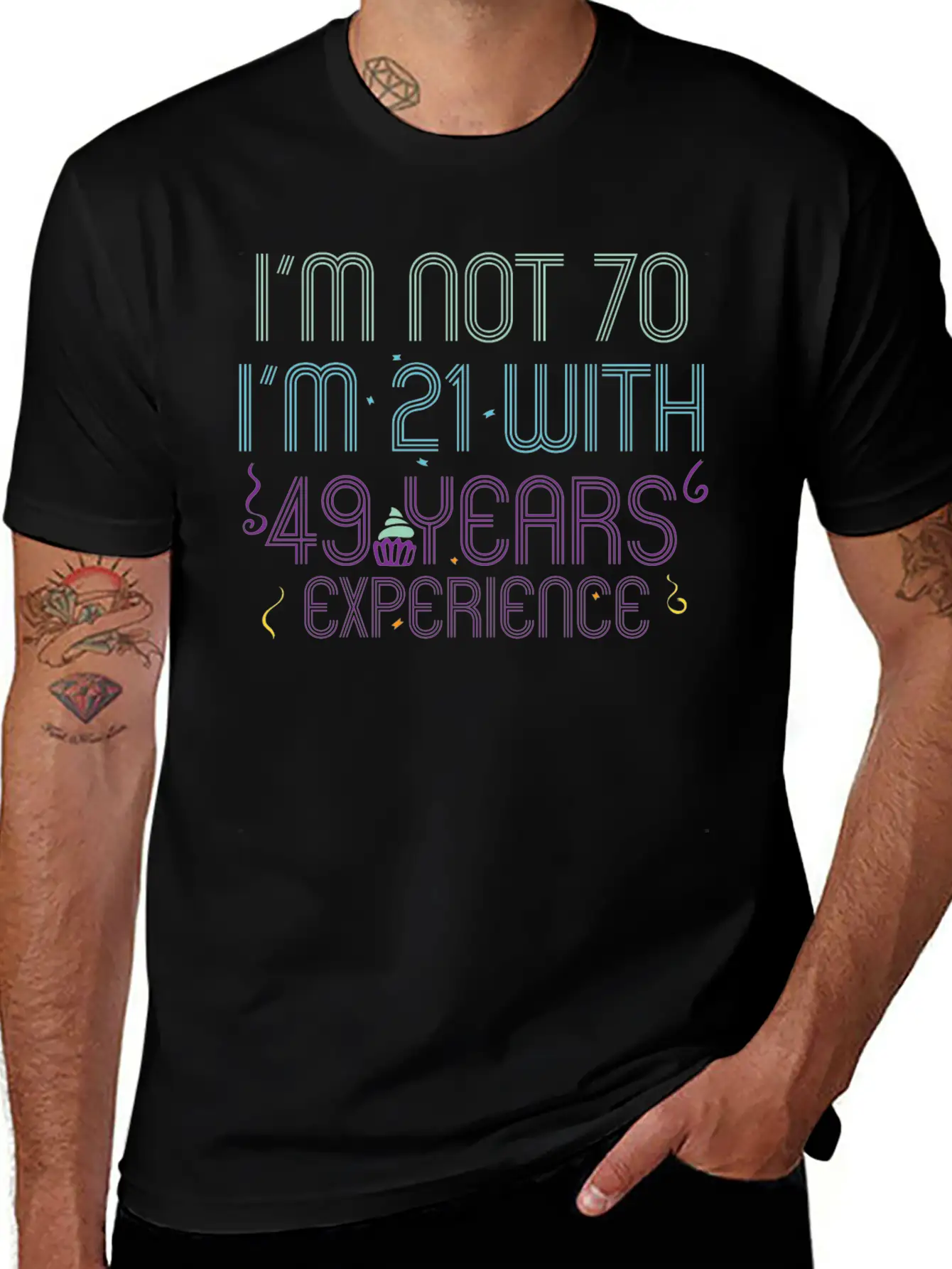 70th Birthday Seventieth B-Day Age Anniversary Breathable Soft Cotton T-Shirt – Timeless Casual Look