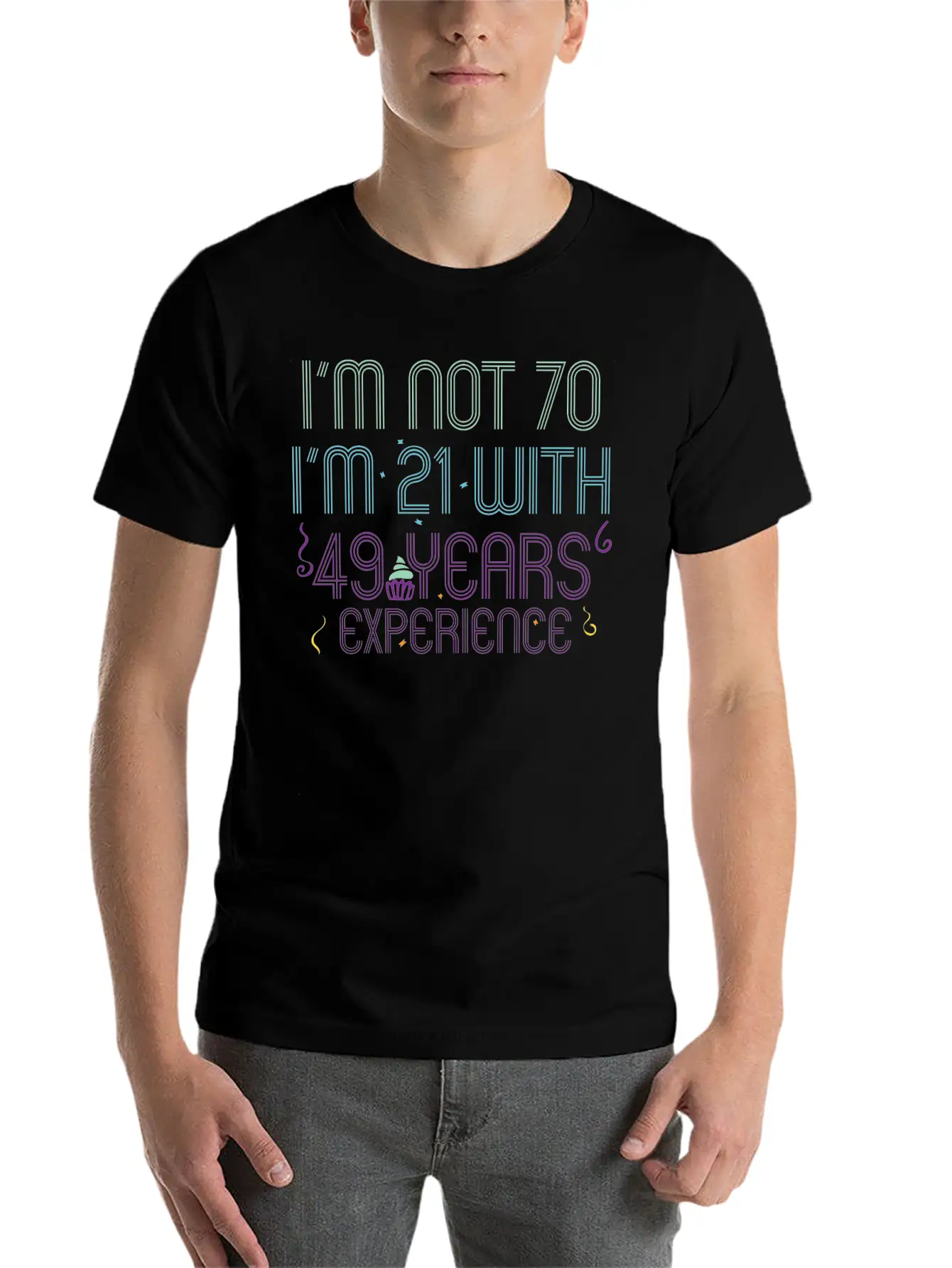 70th Birthday Seventieth B-Day Age Anniversary Breathable Soft Cotton T-Shirt – Timeless Casual Look