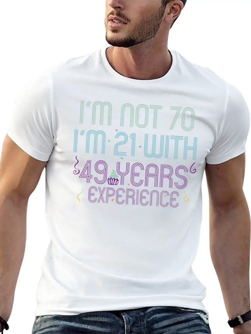 70th Birthday Seventieth B-Day Age Anniversary Breathable Soft Cotton T-Shirt – Timeless Casual Look