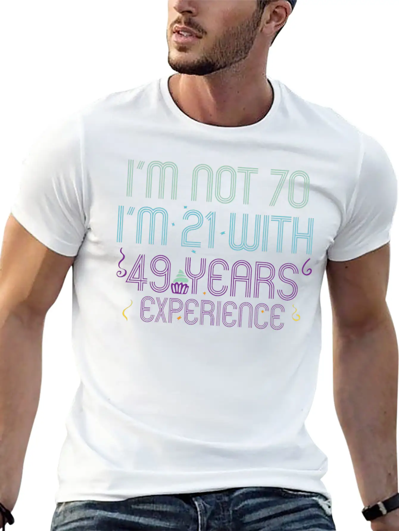 70th Birthday Seventieth B-Day Age Anniversary Breathable Soft Cotton T-Shirt – Timeless Casual Look