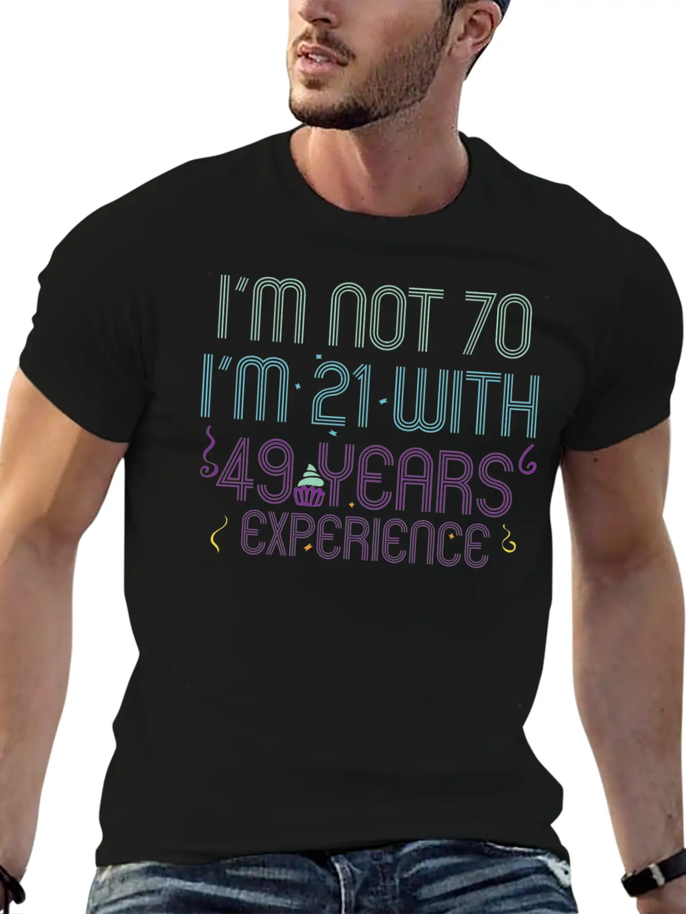 70th Birthday Seventieth B-Day Age Anniversary Breathable Soft Cotton T-Shirt – Timeless Casual Look