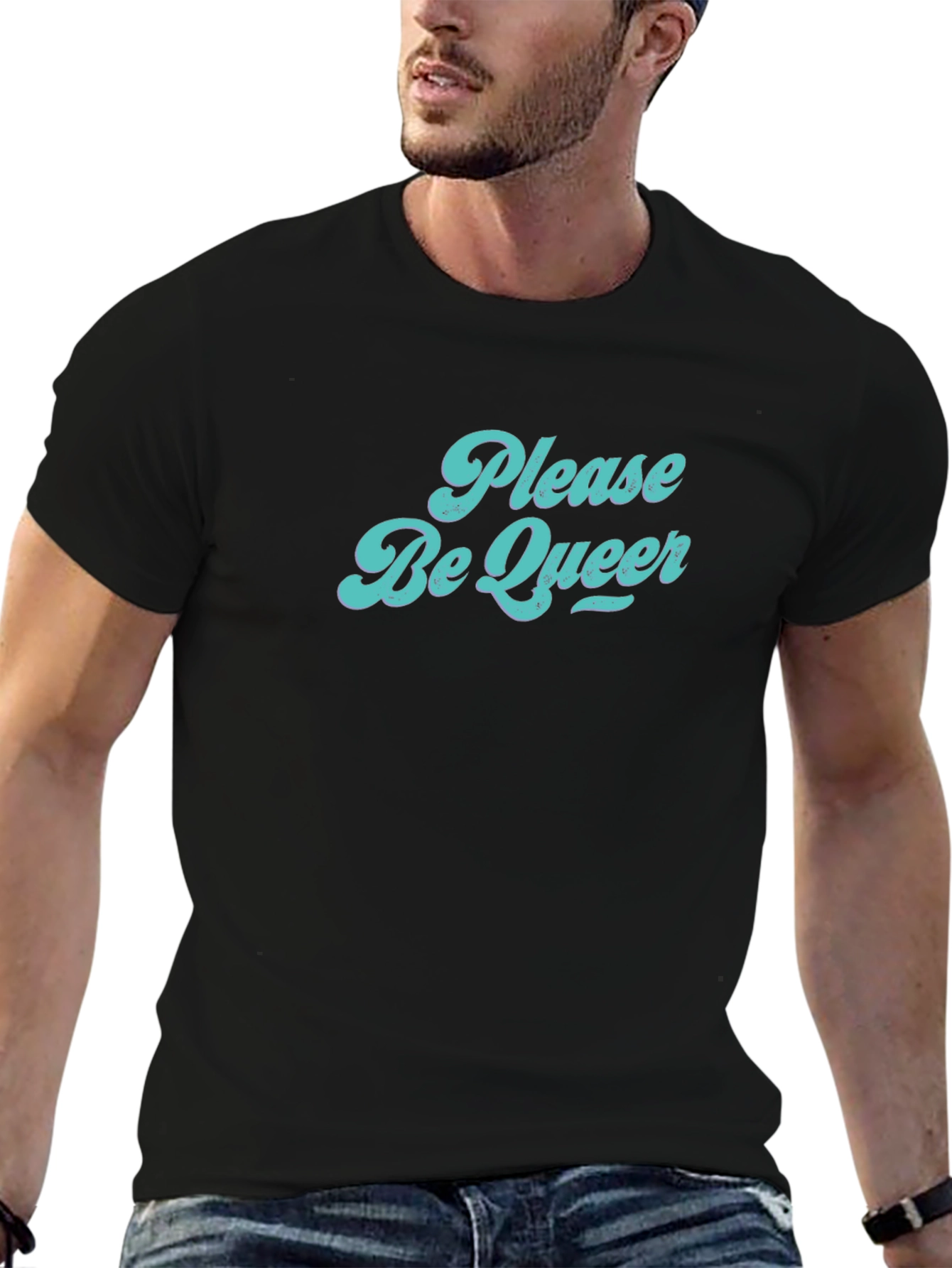 Please Be Queer Graphic Tee - Black T-Shirt