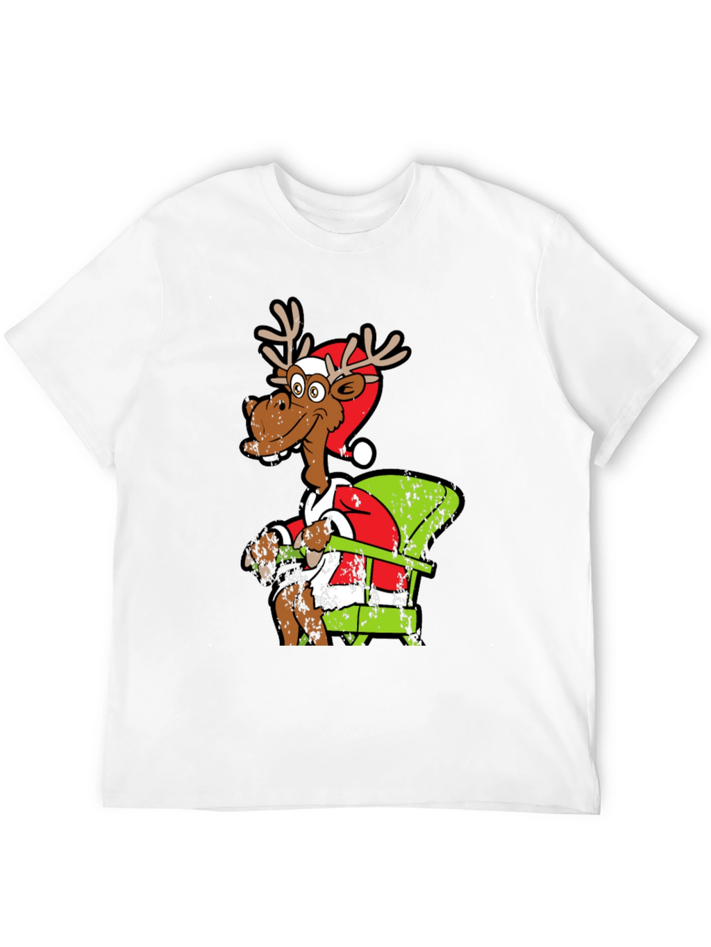 Funny Reindeer Santa Chair T-Shirt