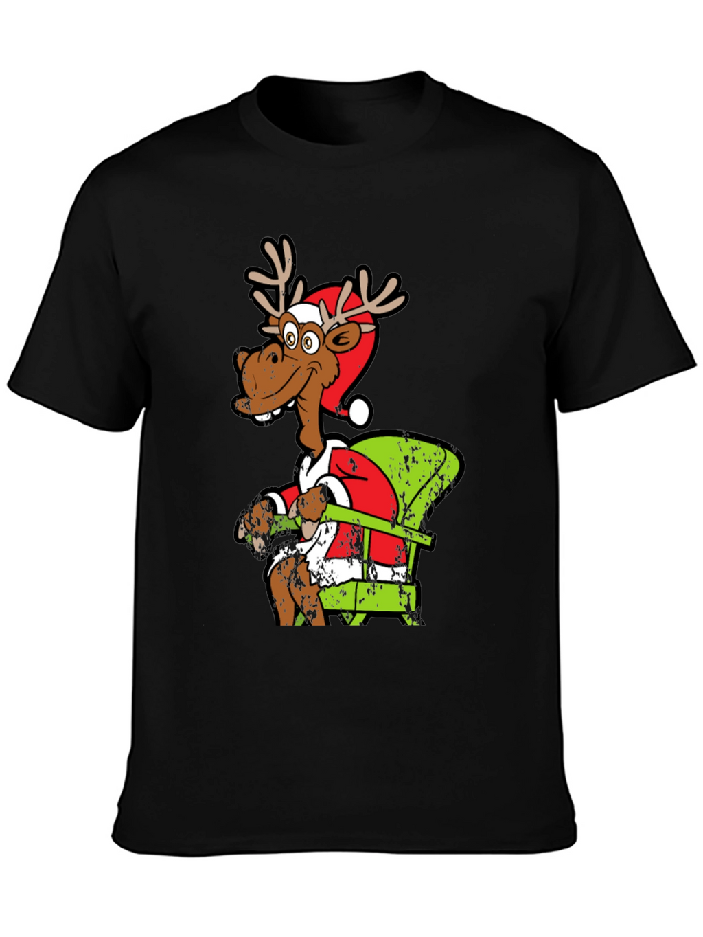 Funny Reindeer Santa Chair T-Shirt