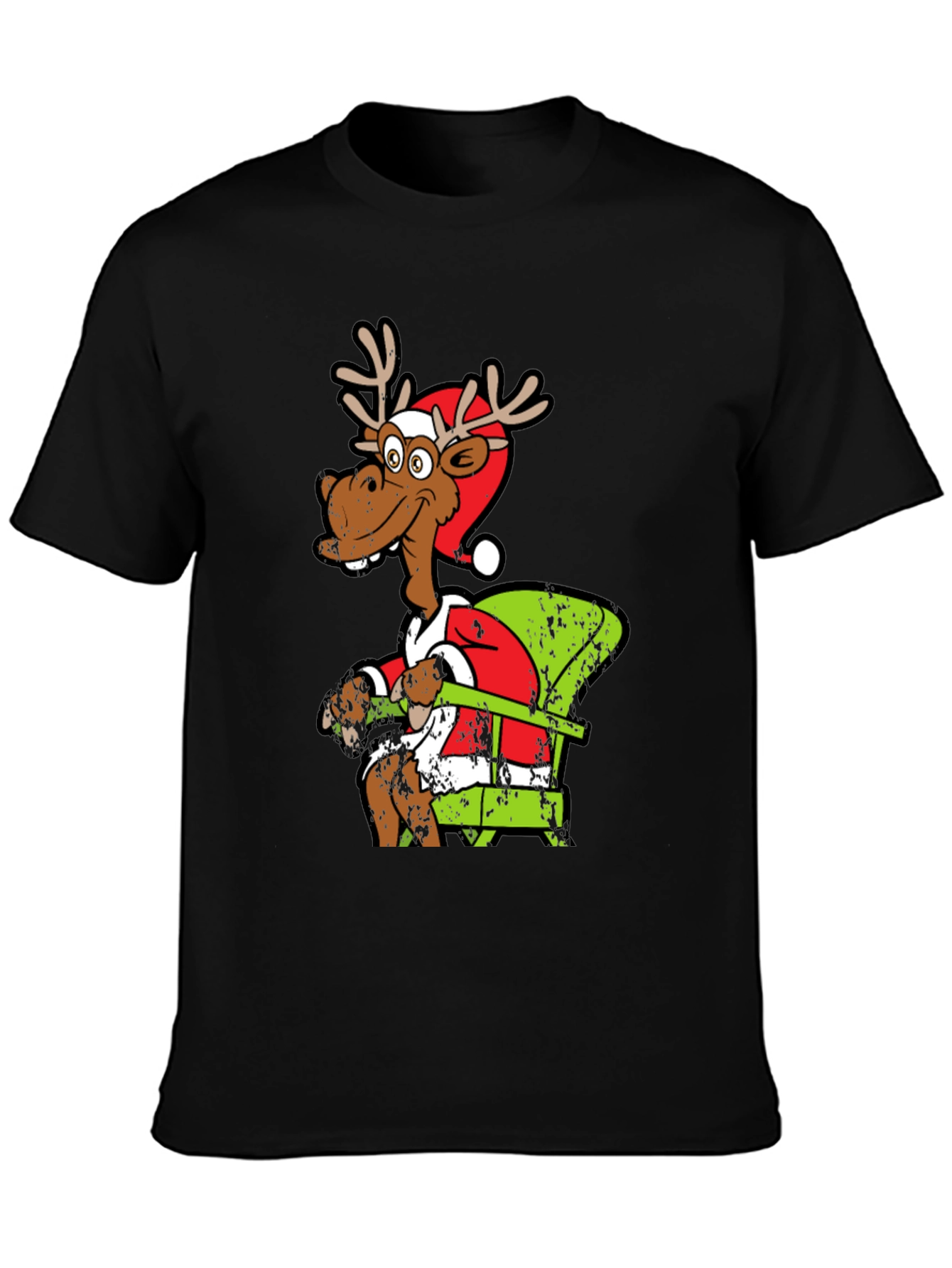 Funny Reindeer Santa Chair T-Shirt