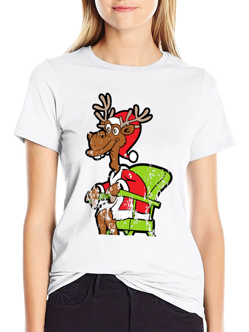 Funny Reindeer Santa Chair T-Shirt