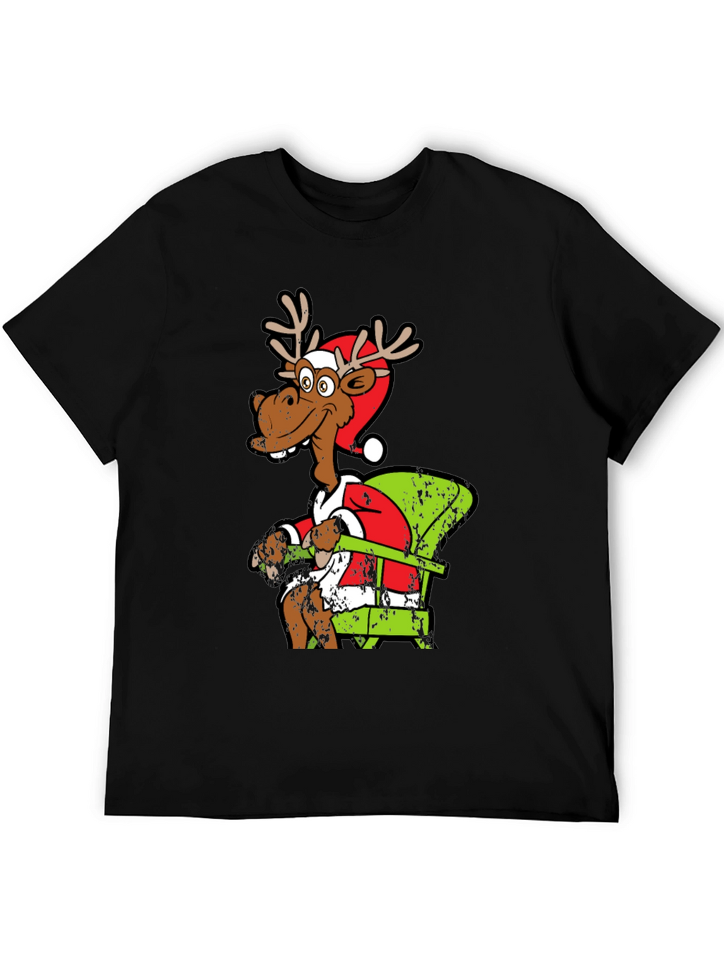 Funny Reindeer Santa Chair T-Shirt