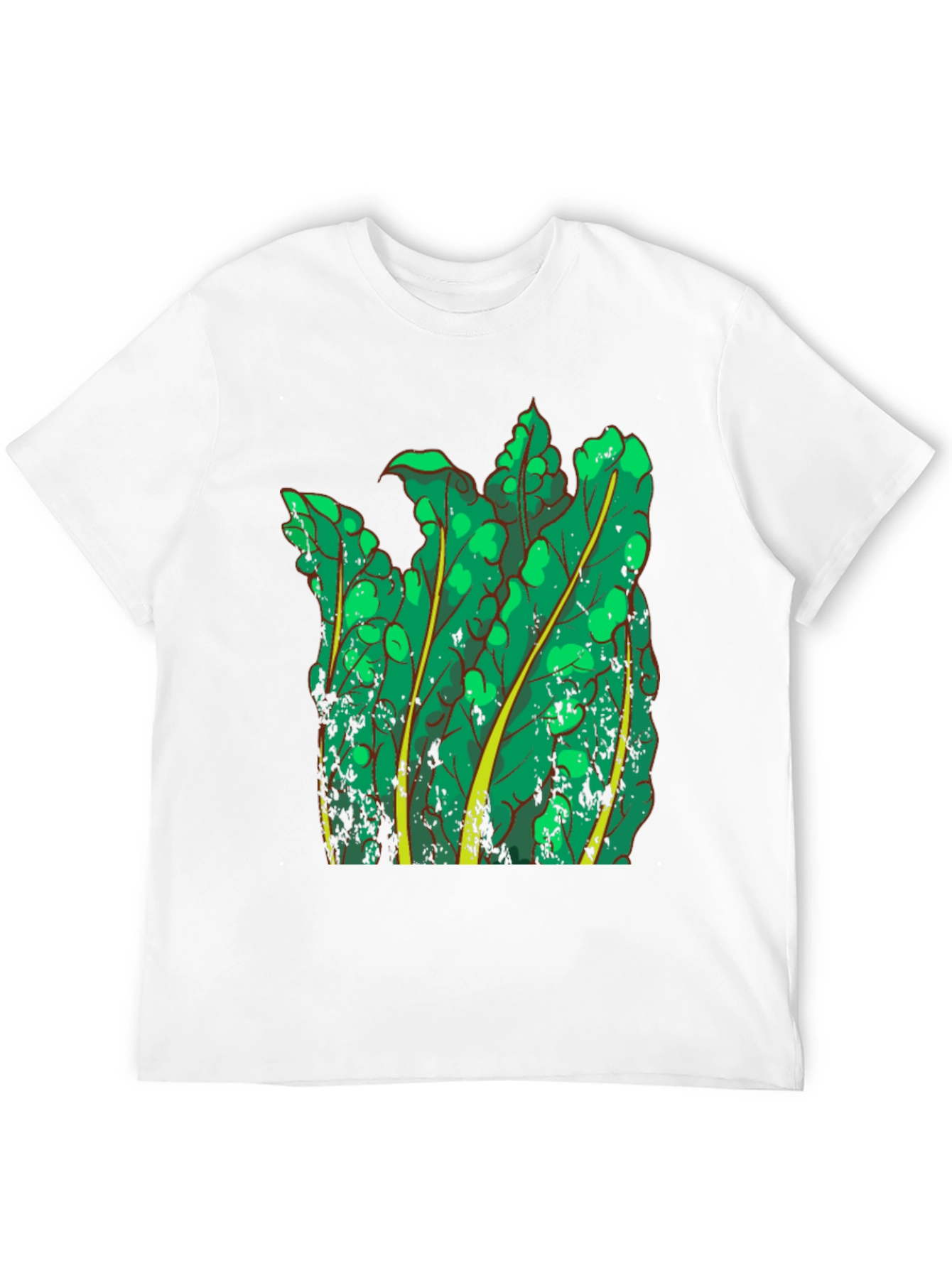 Green Leaf Graphic Black T-Shirt