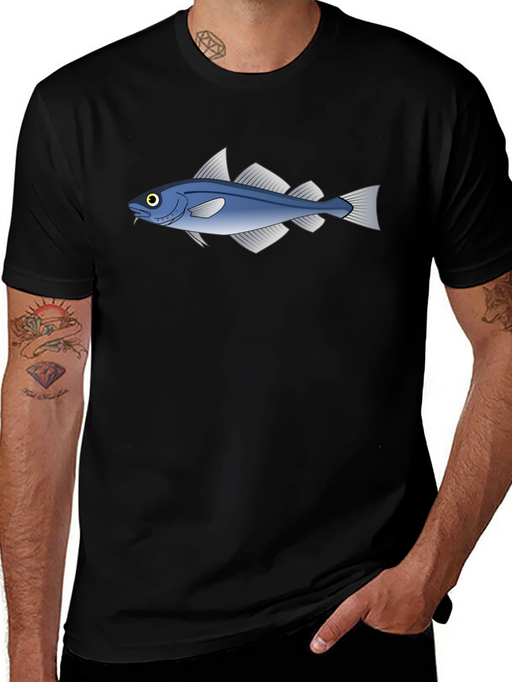Cool Fish Graphic Black T-Shirt