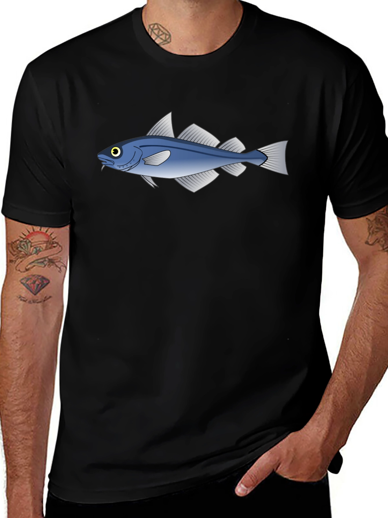 Cool Fish Graphic Black T-Shirt