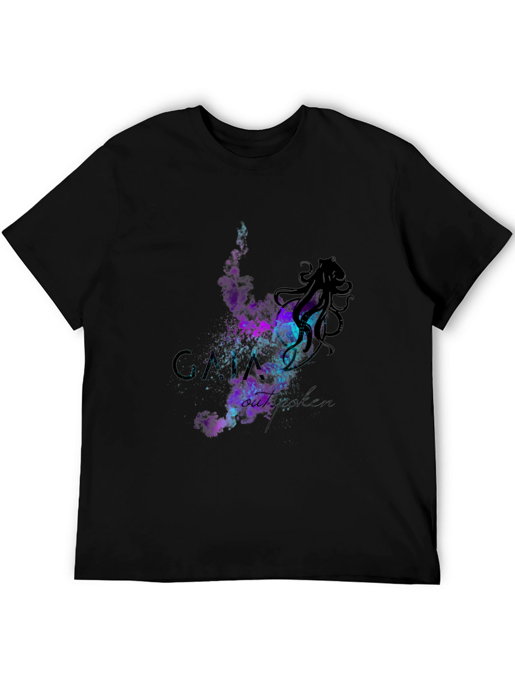 Cosmic Octopus Graphic T-Shirt - Black
